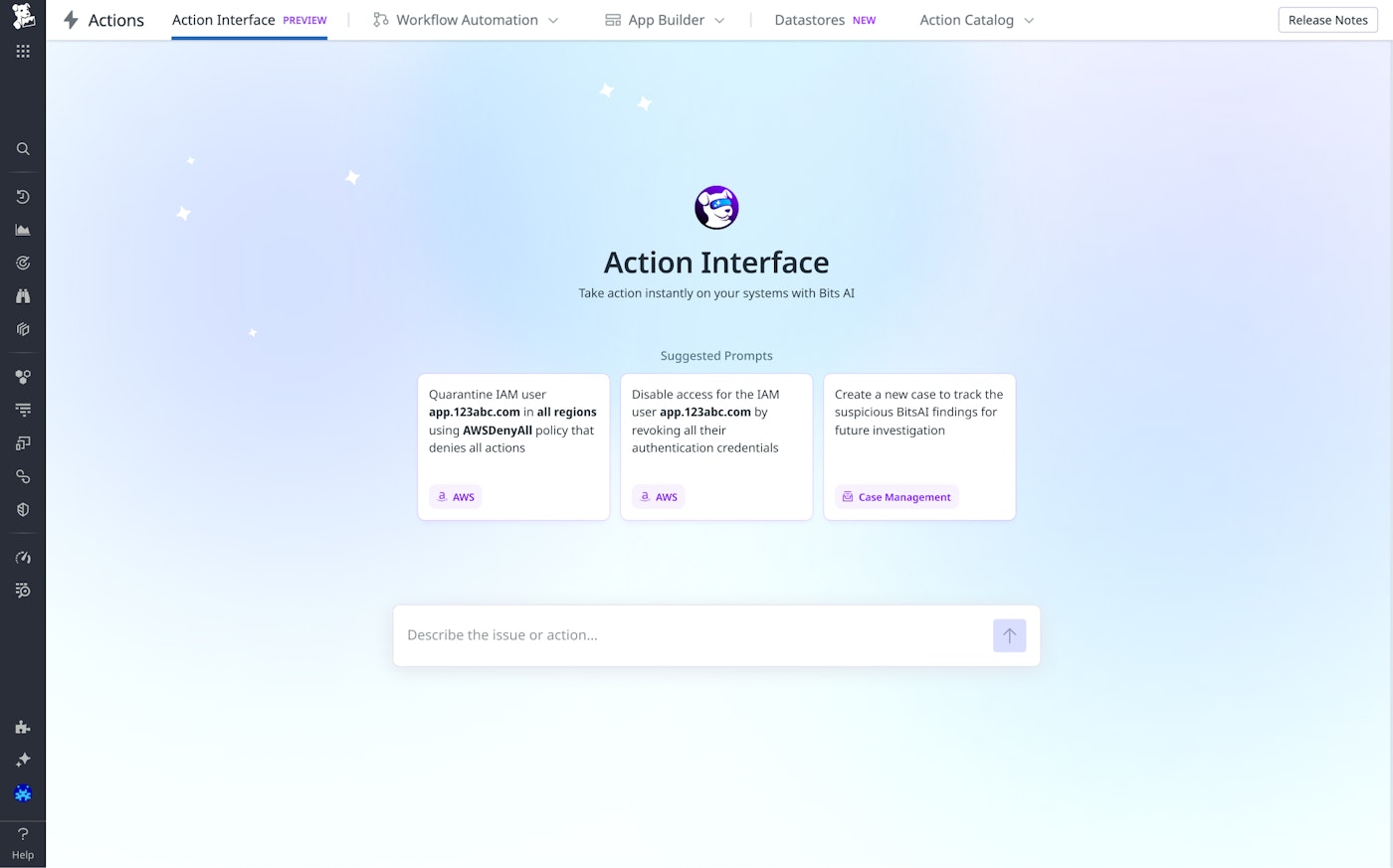 Perform audited actions directly from Bits AI with the Action Interface Perform audited actions directly from Bits AI with the Action Interface