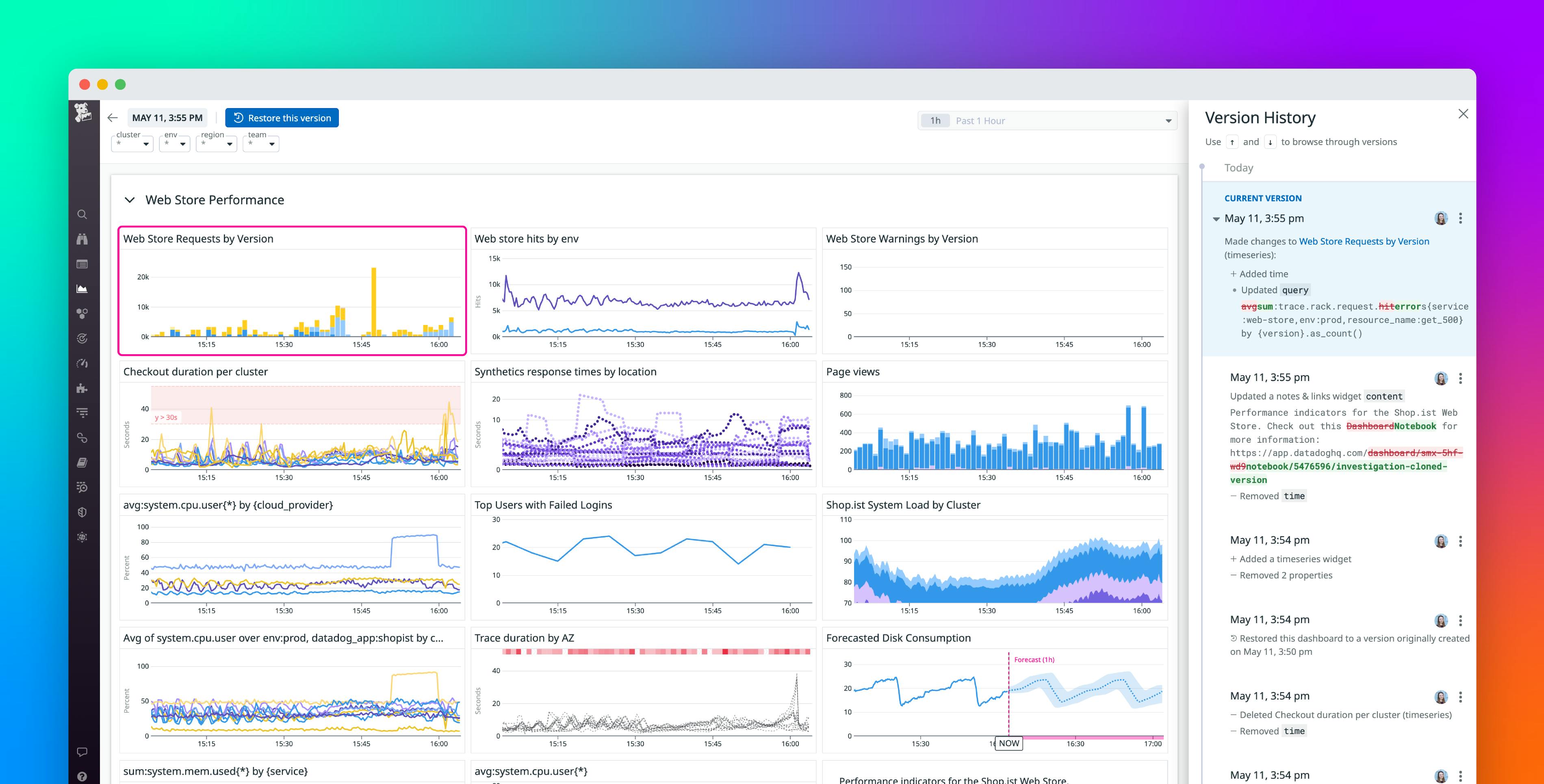 Track Changes to Datadog Dashboards and Notebooks With Version History