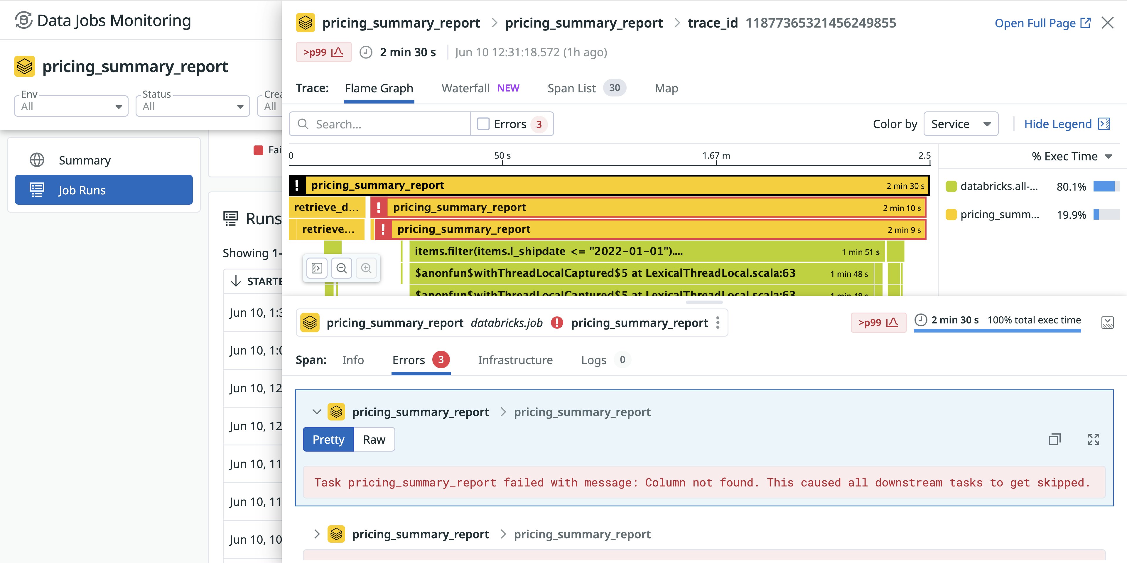 Pivot from DJM to a trace of a job's execution. Pivot from DJM to a trace of a job's execution.