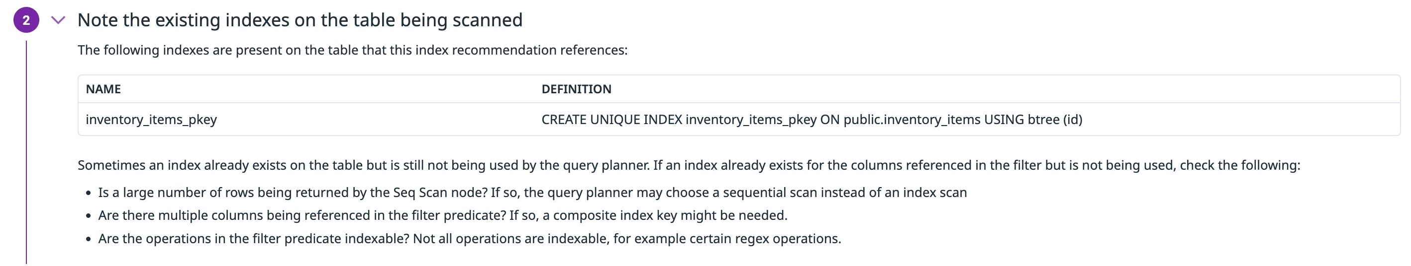 It's essential to review existing indexes before applying index recommendations. It's essential to review existing indexes before applying index recommendations.