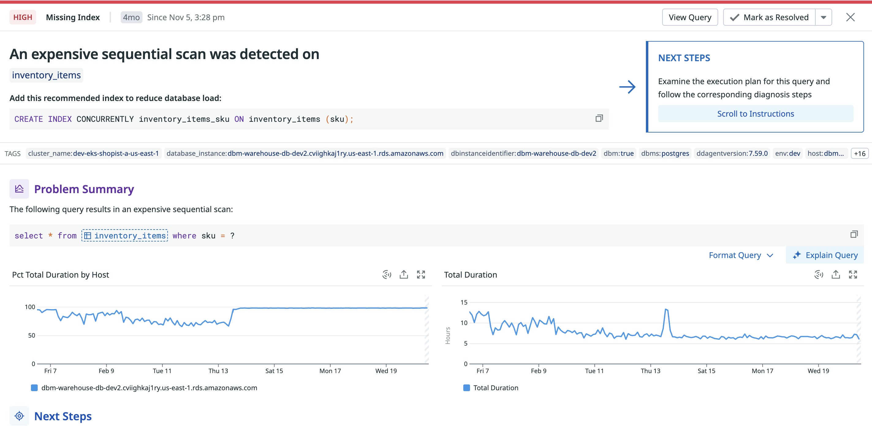 DBM index recommendations are presented along with relevant contextual data and step-by-step guides. DBM index recommendations are presented along with relevant contextual data and step-by-step guides.