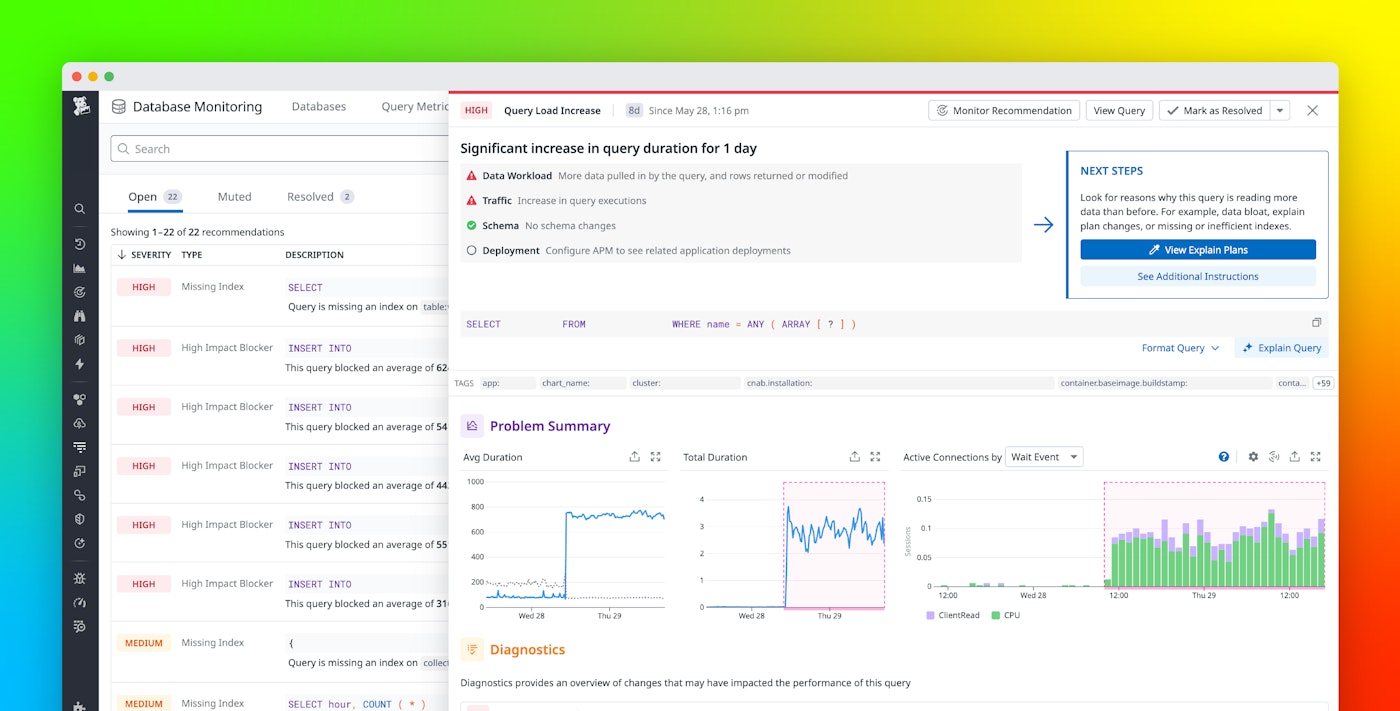 Detect and investigate query regressions with Datadog Database Monitoring Detect and investigate query regressions with Datadog Database Monitoring