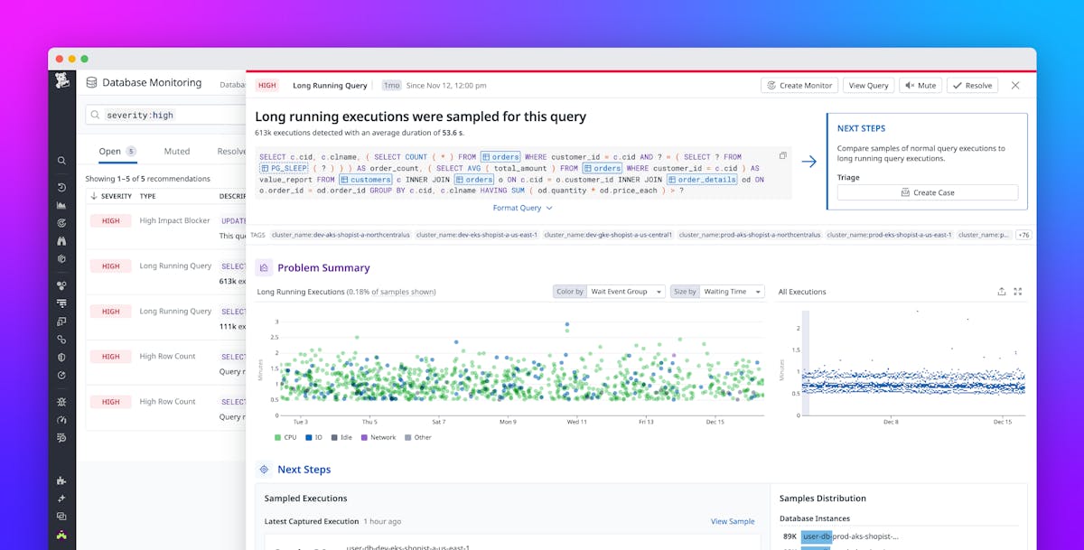 Improve database host and query performance with Database Monitoring Recommendations