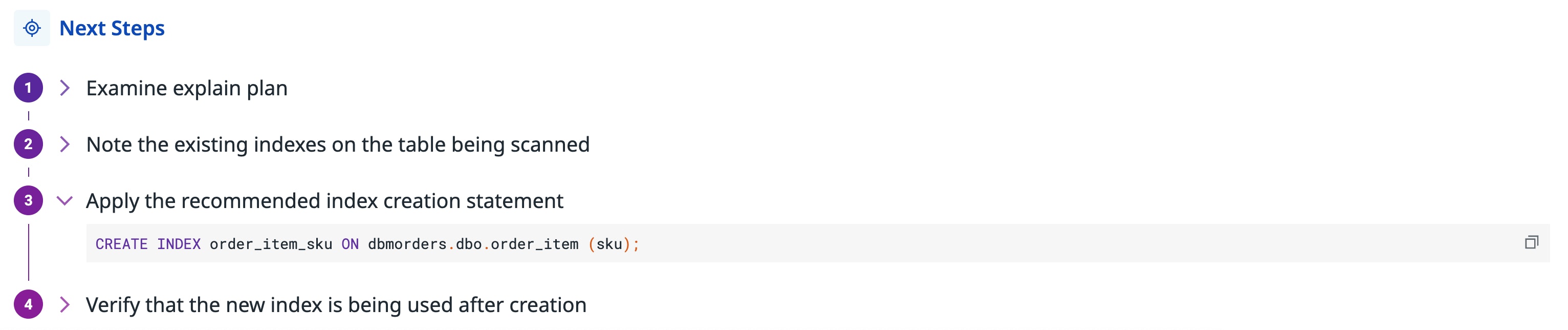 Next steps for a DBM Recommendations finding Next steps for a DBM Recommendations finding