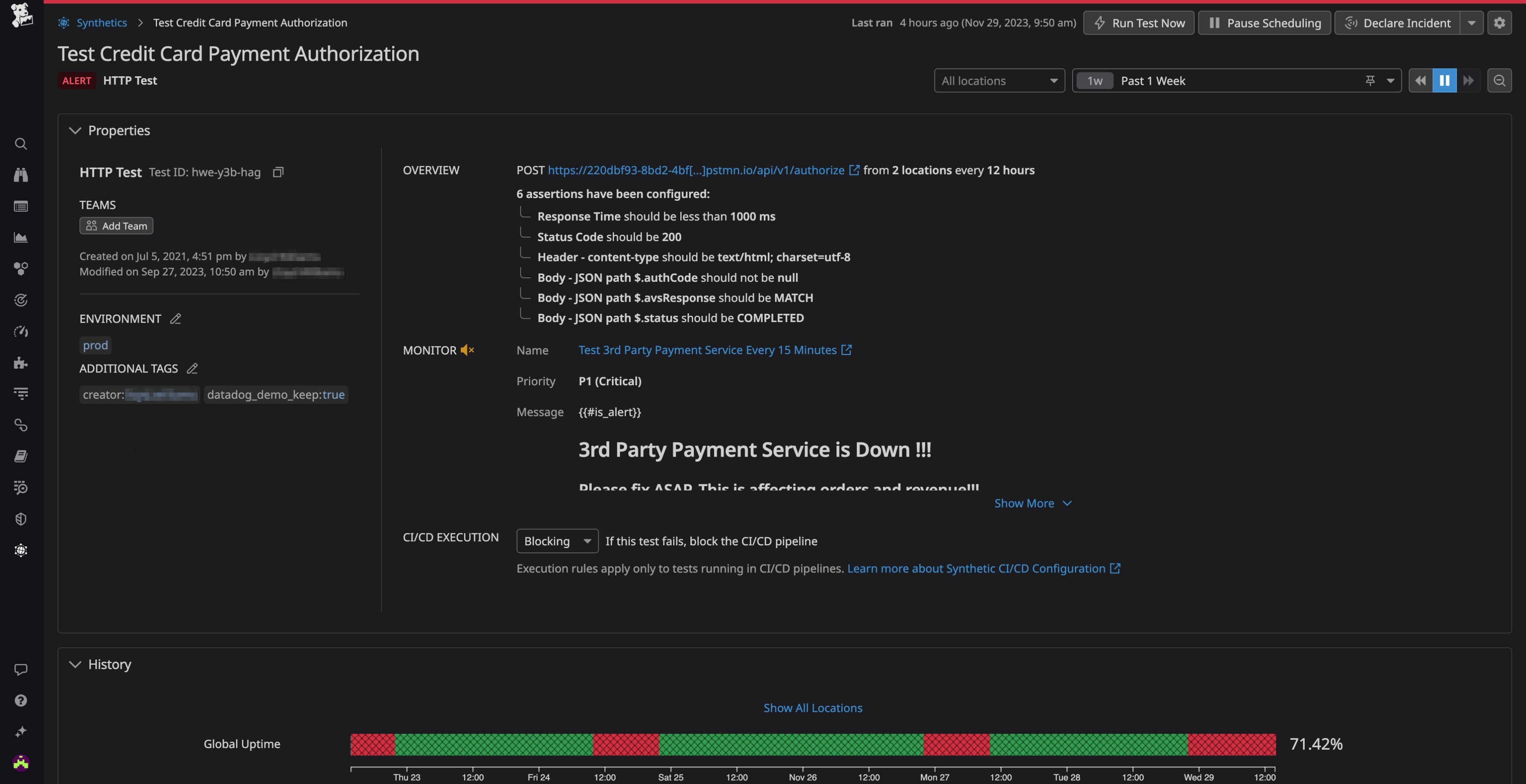 Synthetic Monitoring alert in Datadog Synthetic Monitoring alert in Datadog