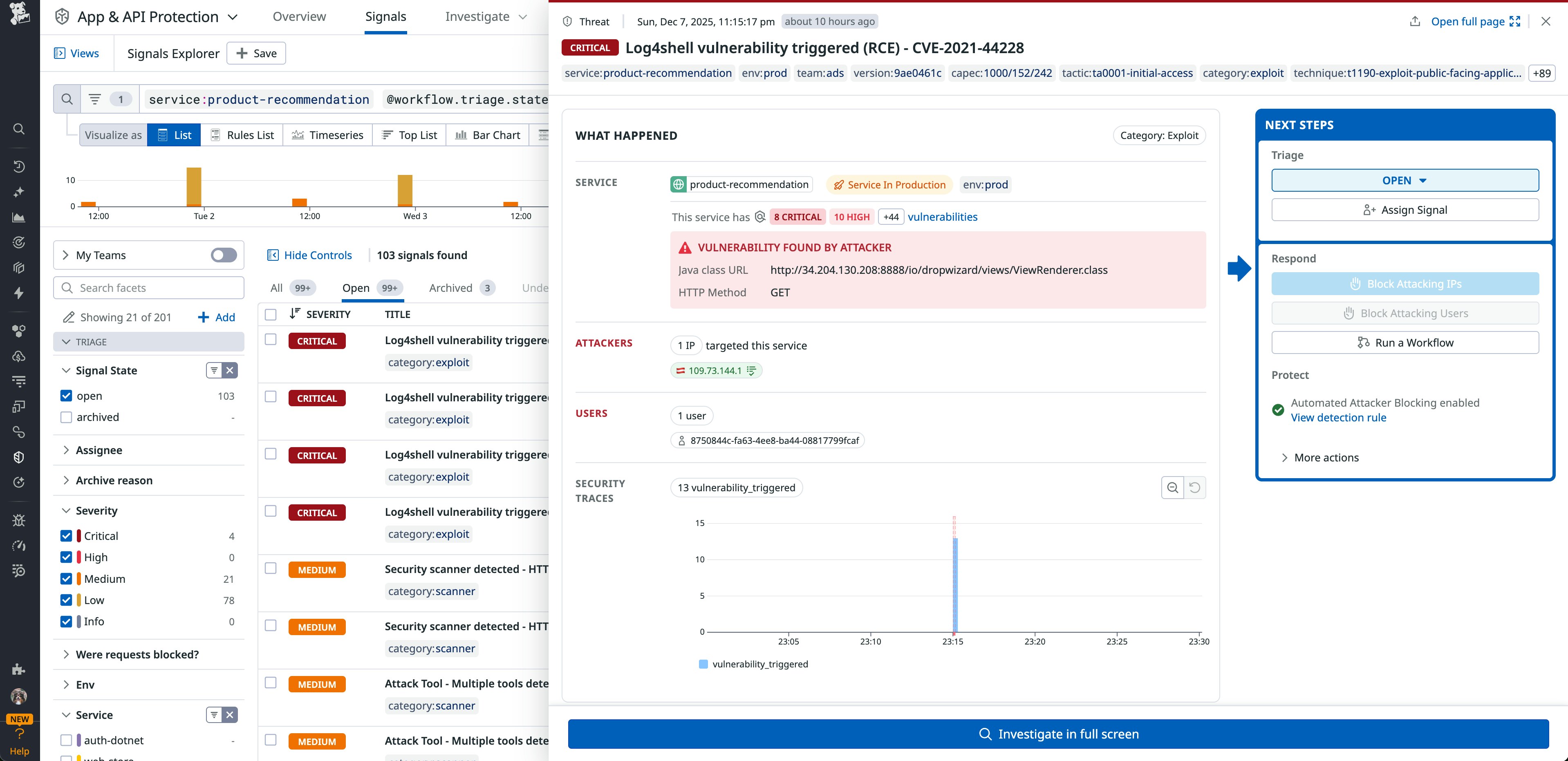 Because AAP collects observability and network data, as well as application runtime data, it can alert security and engineering teams to meaningful attacks. like SSRF attempts. Because AAP collects observability and network data, as well as application runtime data, it can alert security and engineering teams to meaningful attacks. like SSRF attempts.