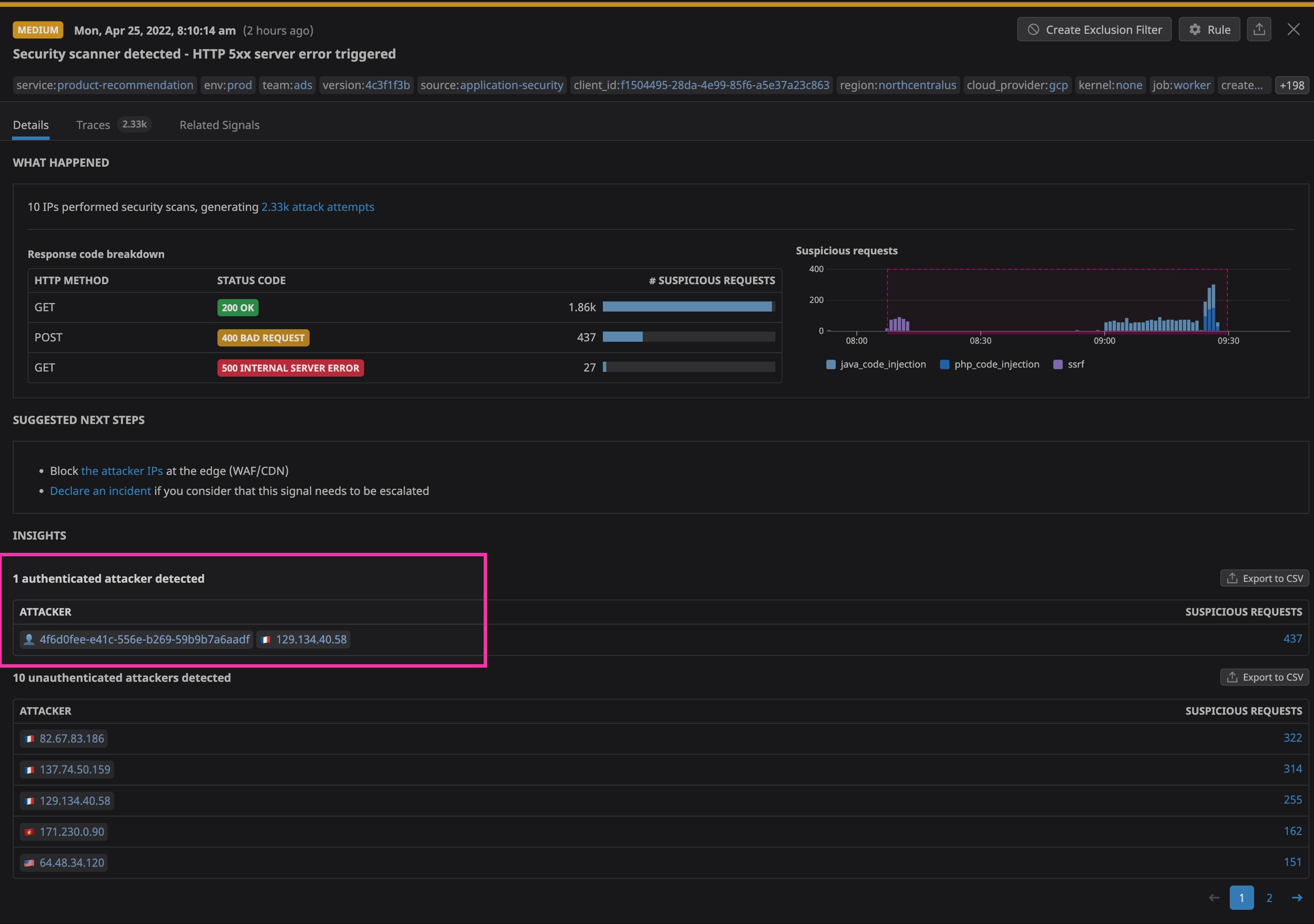 Automatically enrich detected attacks with the authenticated user data. Automatically enrich detected attacks with the authenticated user data.