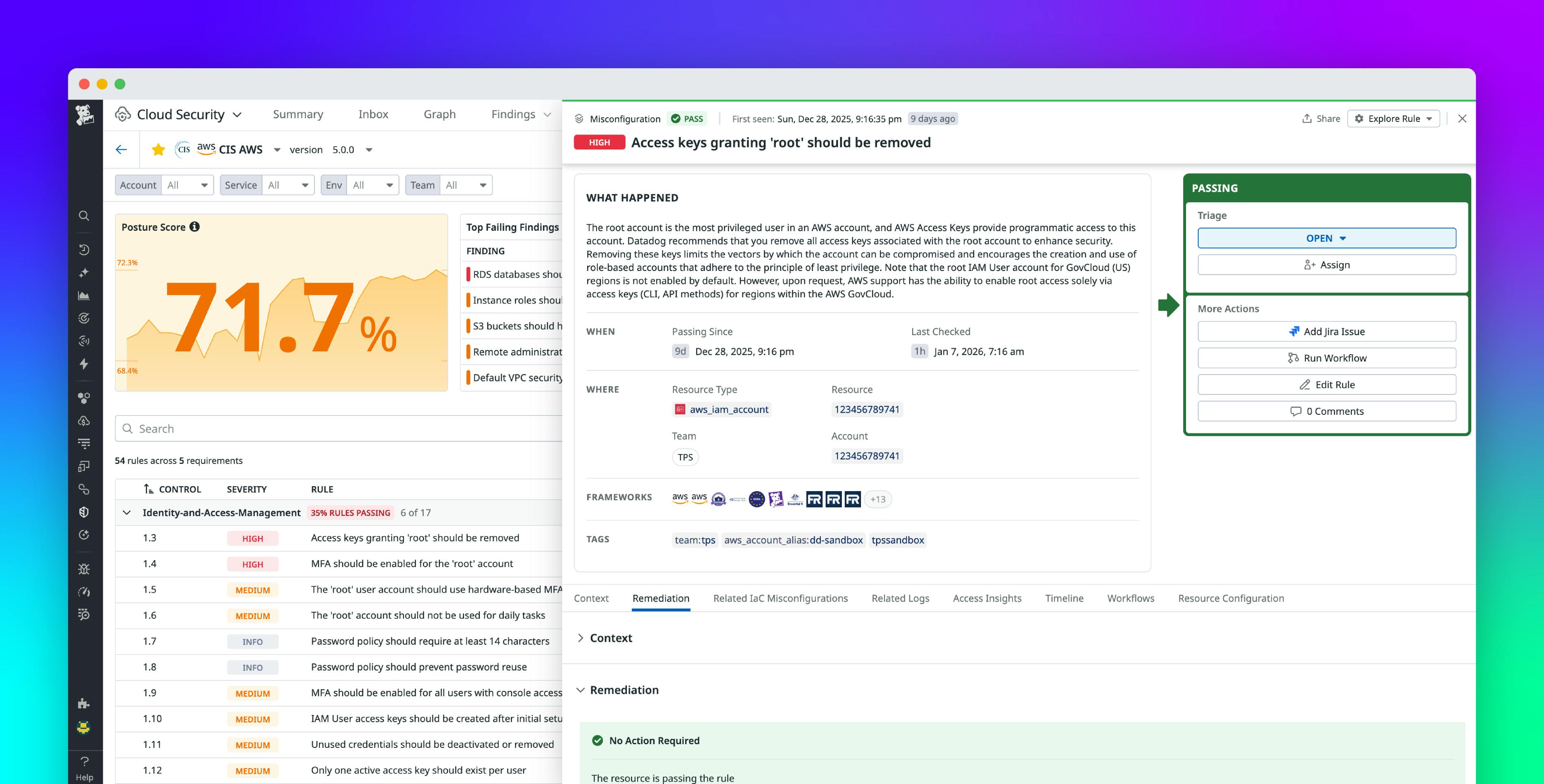 Scale compliance across global frameworks with Datadog Cloud Security