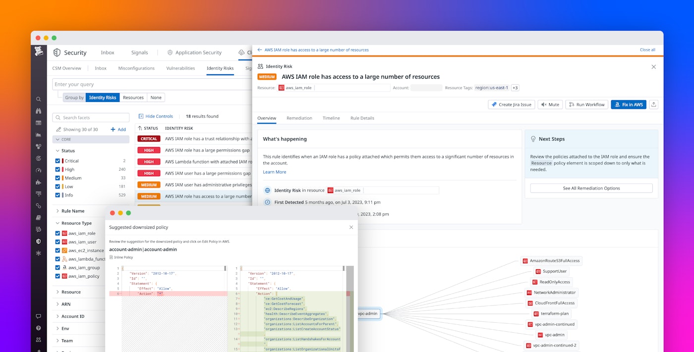 Find and remediate identity risks with Datadog Cloud Security Identity Risks Find and remediate identity risks with Datadog Cloud Security Identity Risks