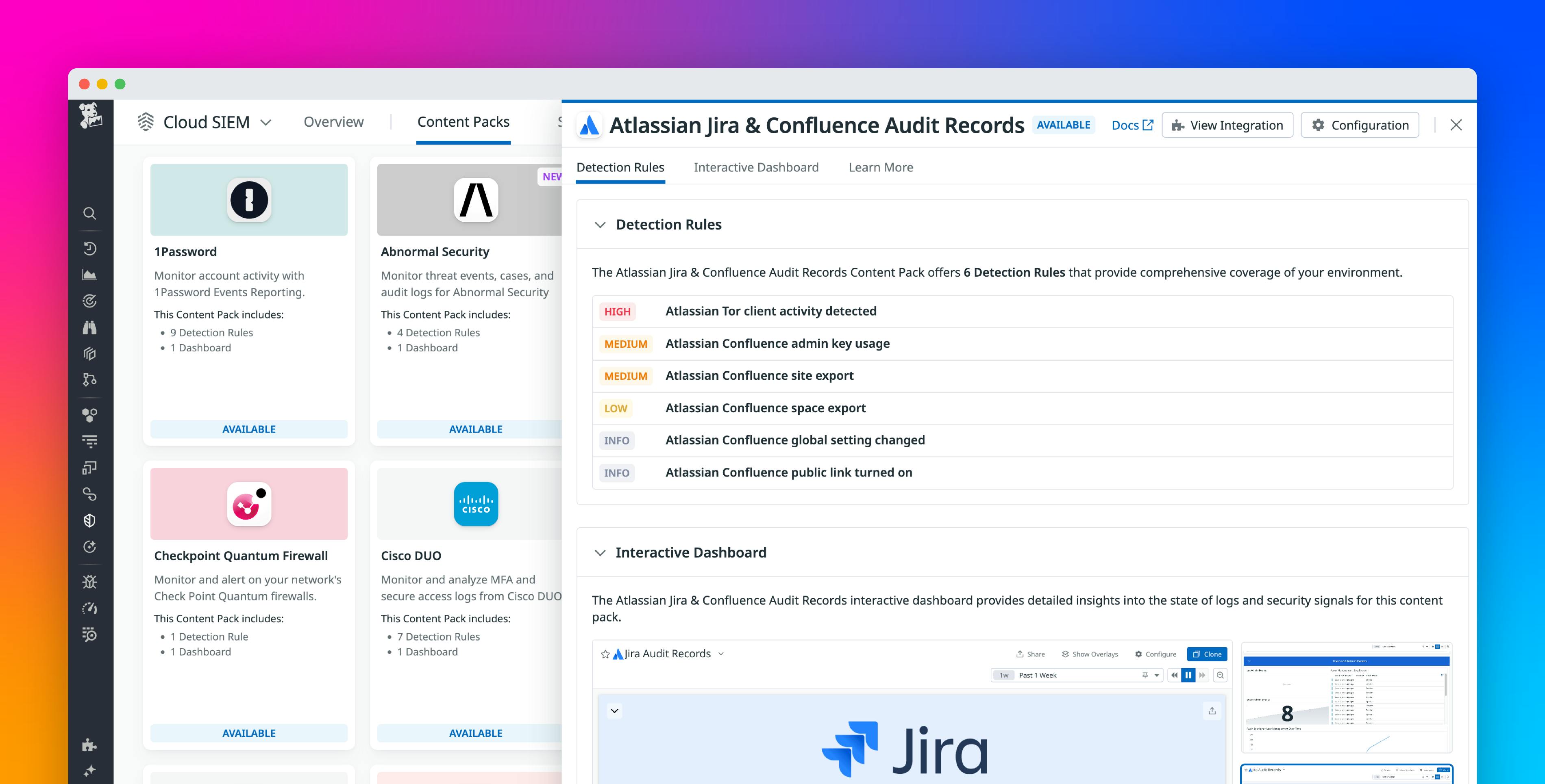 Monitor your Atlassian audit records and event logs with Datadog Cloud SIEM
