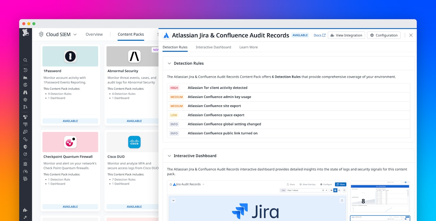 Monitor your Atlassian audit records and event logs with Datadog Cloud SIEM Monitor your Atlassian audit records and event logs with Datadog Cloud SIEM