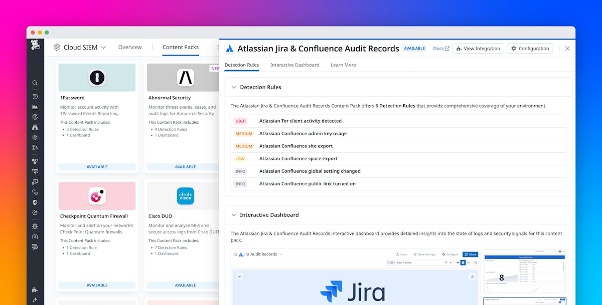 Monitor your Atlassian audit records and event logs with Datadog Cloud SIEM