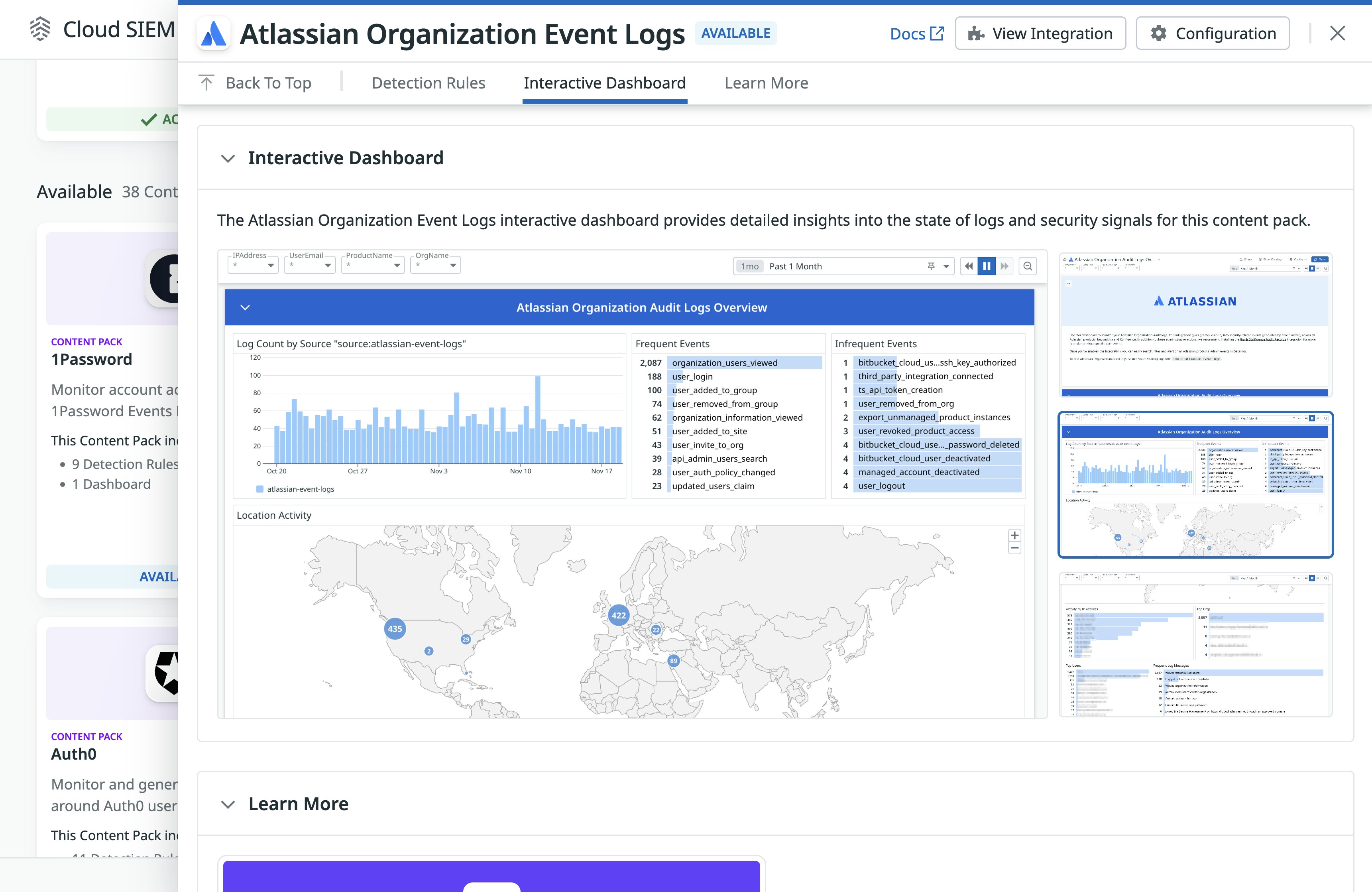Atlassian Organization Event Logs Cloud SIEM Dashboard. Atlassian Organization Event Logs Cloud SIEM Dashboard.