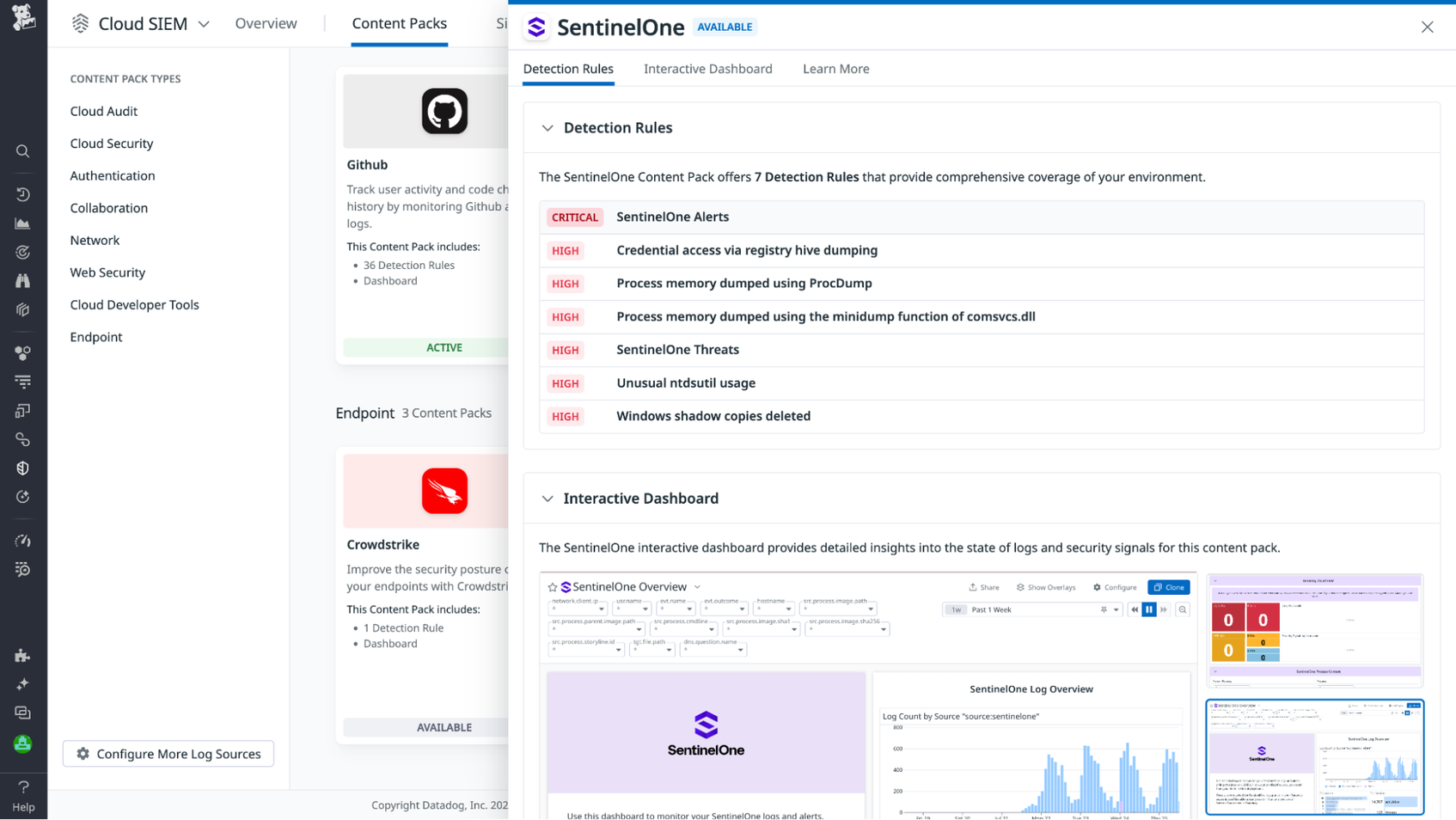 Sentinel One Docker Alert Monitor Your SentinelOne Logs and Alerts With Datadog Cloud SIEM | Datadog