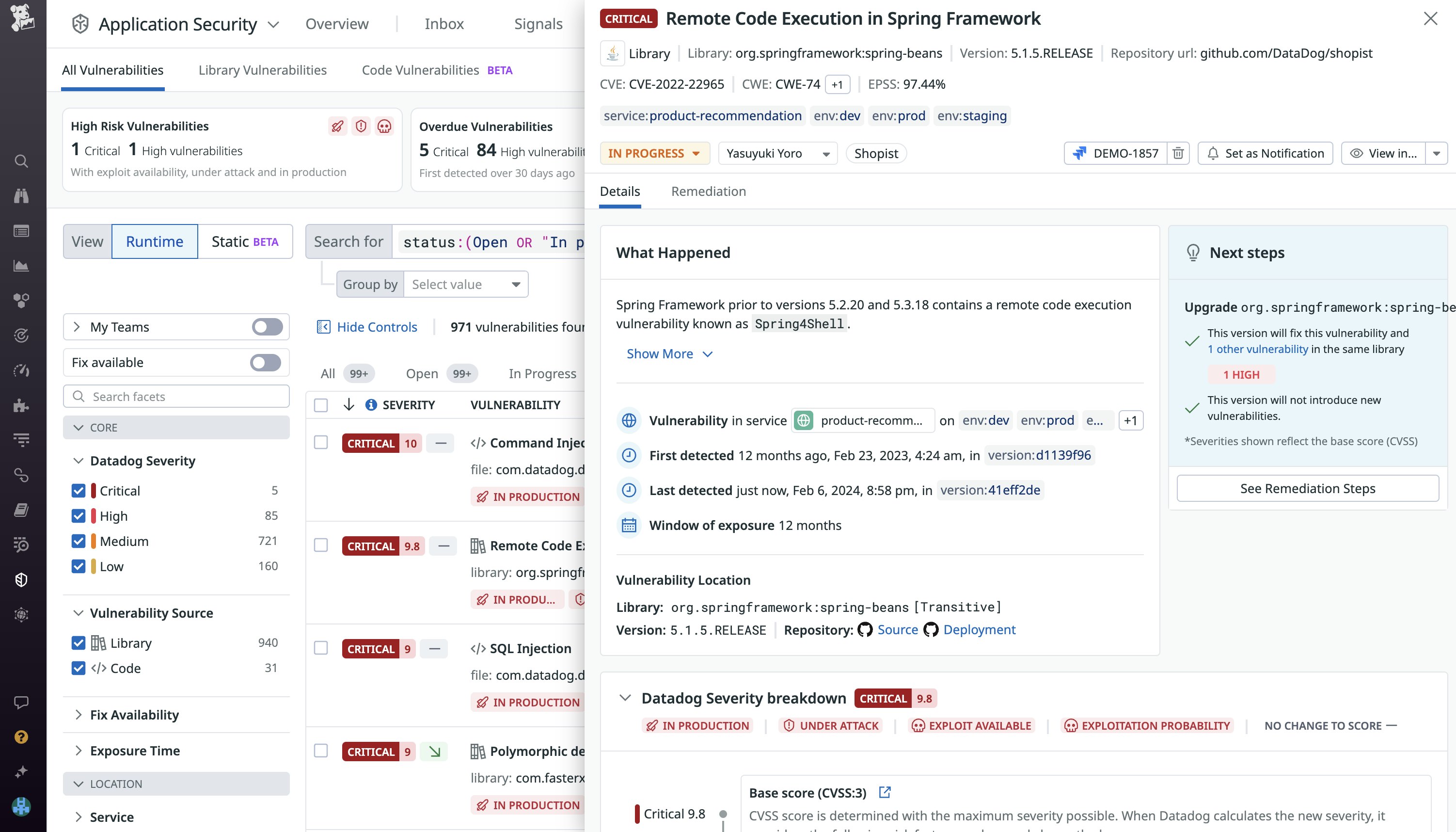 Quickly resolve runtime vulnerabilities with Datadog Code Security. Quickly resolve runtime vulnerabilities with Datadog Code Security.