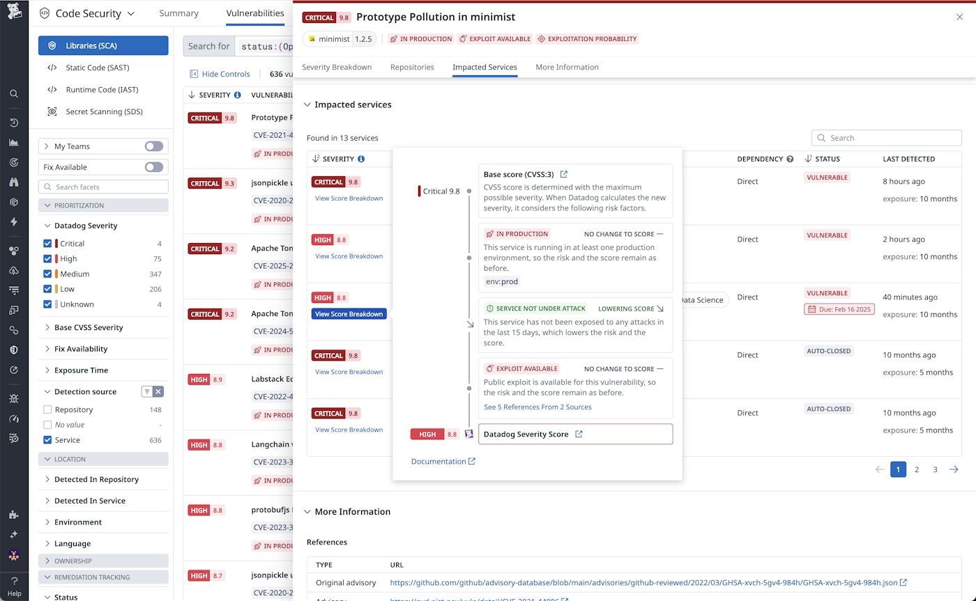 A signal showing Datadog's calculated risk score. A signal showing Datadog's calculated risk score.