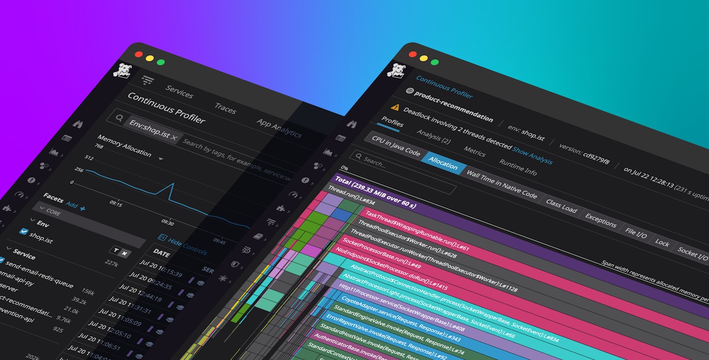 Analyze code performance in production with Datadog Continuous Profiler
