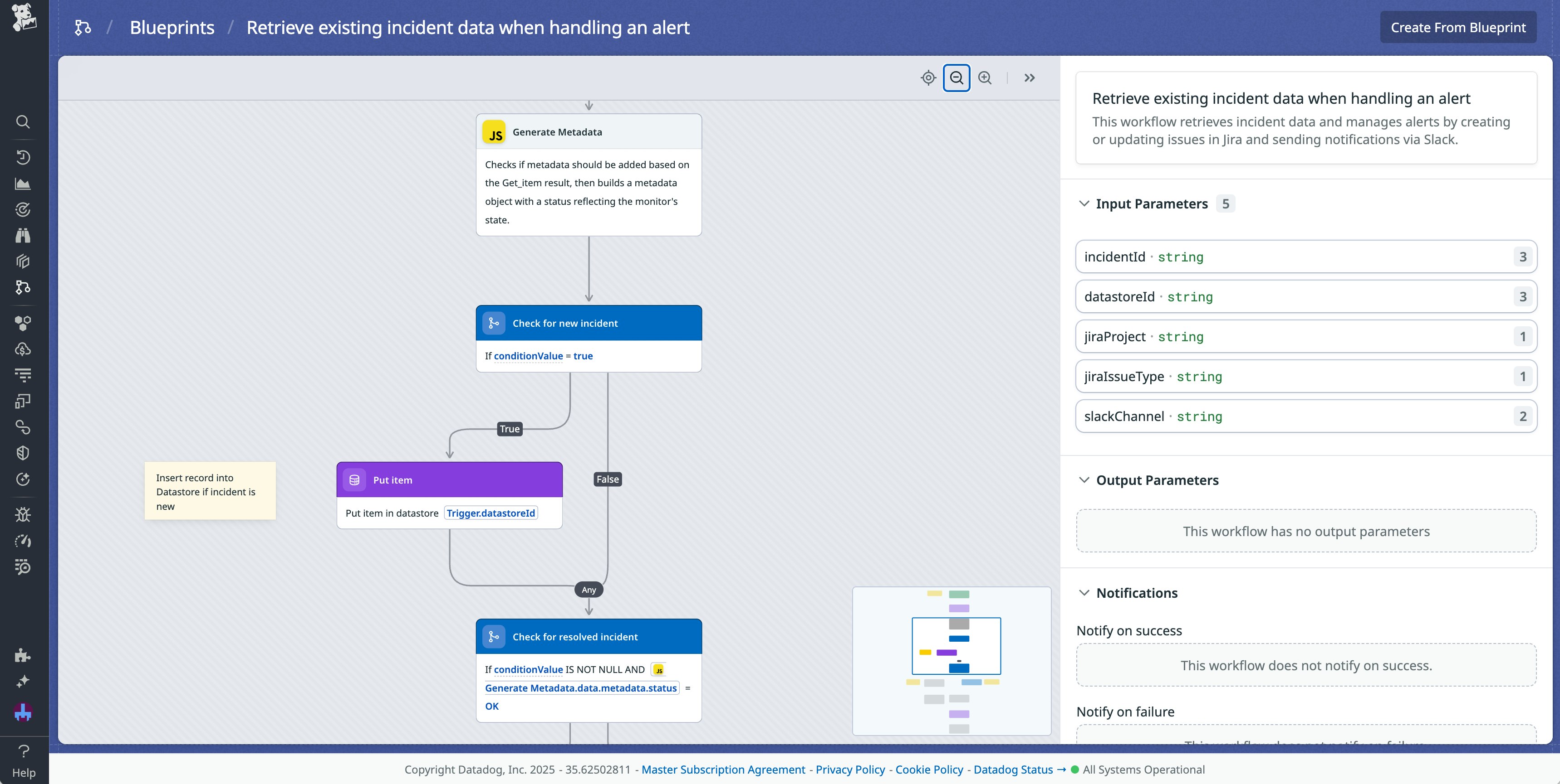 An incident management workflow blueprint within Workflow Automation. An incident management workflow blueprint within Workflow Automation.