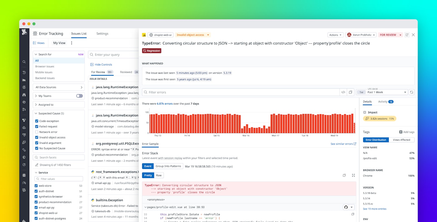 The first step to fixing what matters: Datadog Error Tracking The first step to fixing what matters: Datadog Error Tracking