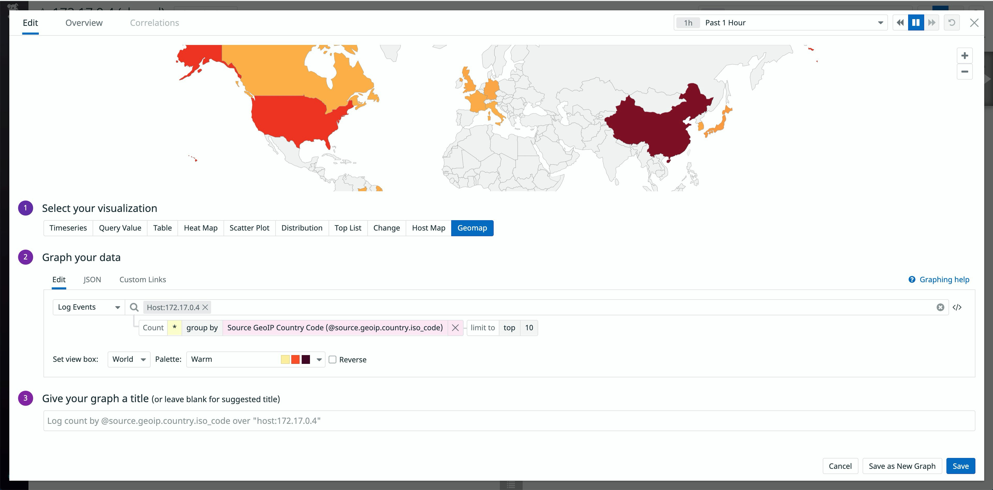 Geomap widget showing requests by top countries Geomap widget showing requests by top countries