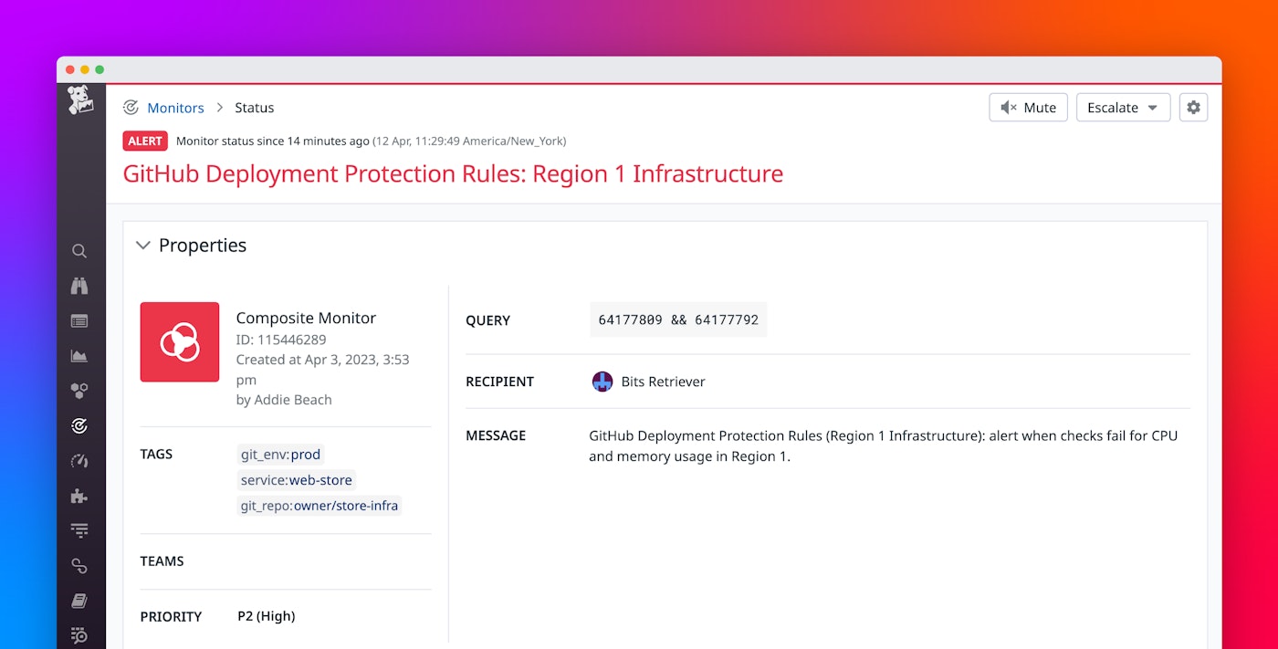Use Datadog monitors as quality gates for GitHub Actions deployments Use Datadog monitors as quality gates for GitHub Actions deployments