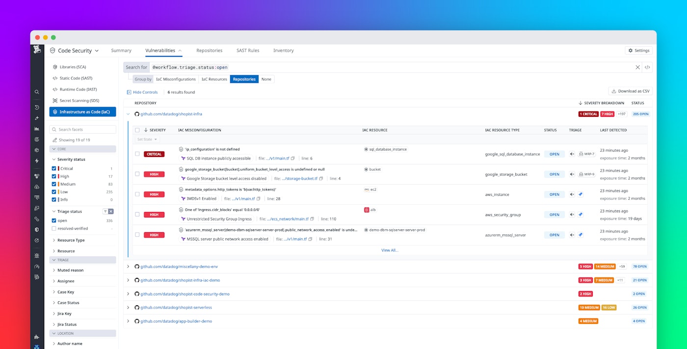 Prevent cloud misconfigurations from reaching production with Datadog IaC Security Prevent cloud misconfigurations from reaching production with Datadog IaC Security