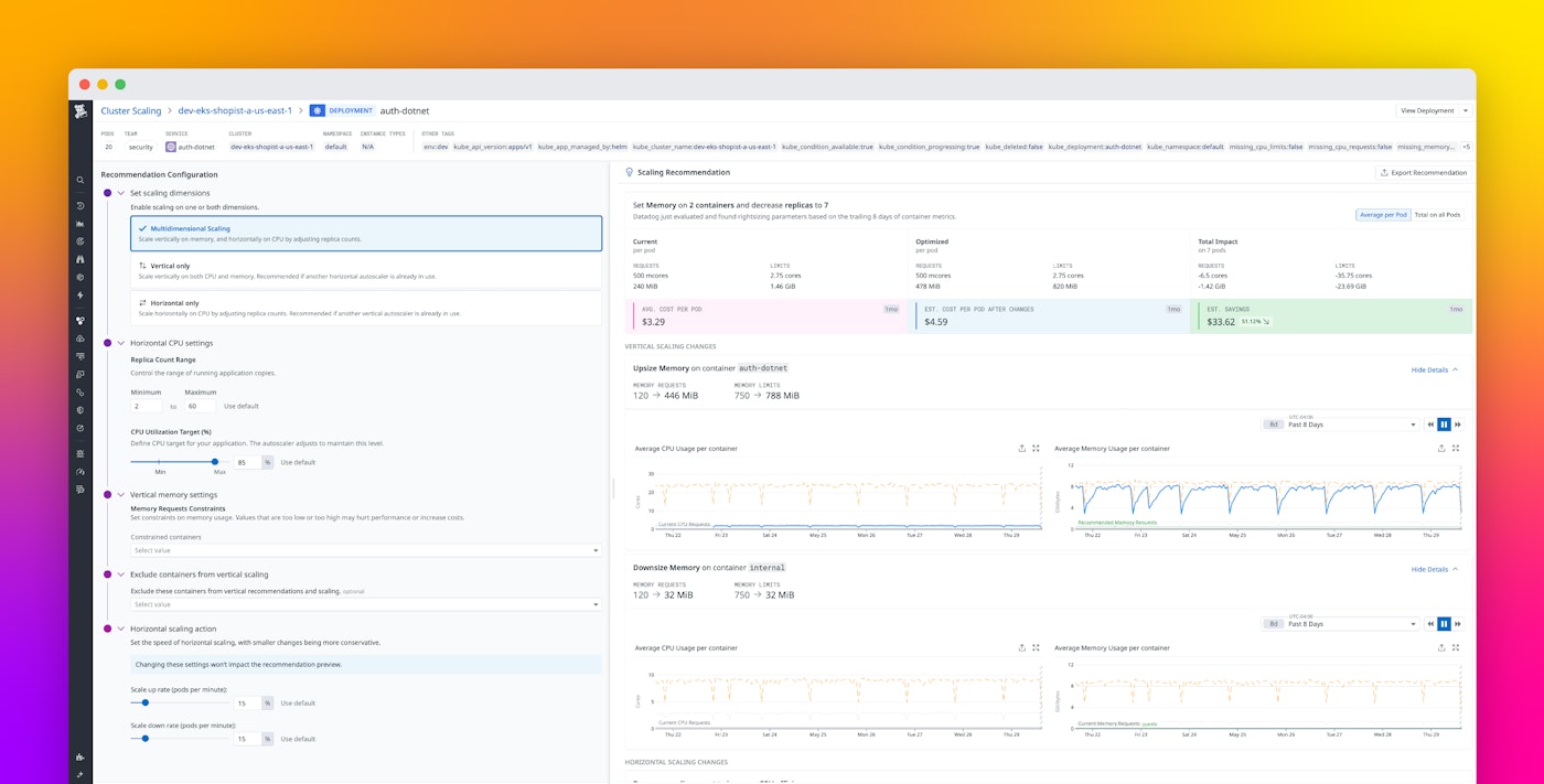 Rightsize workloads and reduce costs with Datadog Kubernetes Autoscaling Rightsize workloads and reduce costs with Datadog Kubernetes Autoscaling