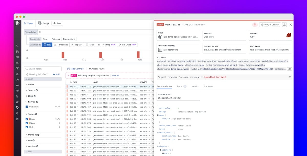 Announcing PCI Compliant Log Management and APM From Datadog Datadog