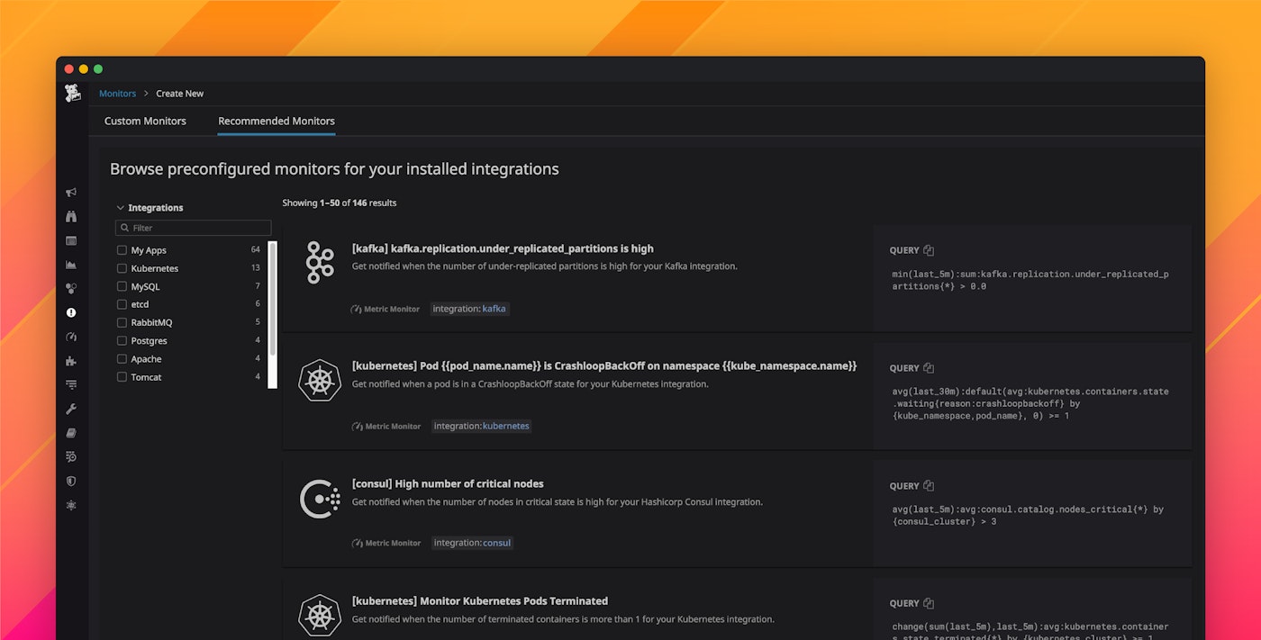 Enable preconfigured alerts with Recommended Monitors Enable preconfigured alerts with Recommended Monitors
