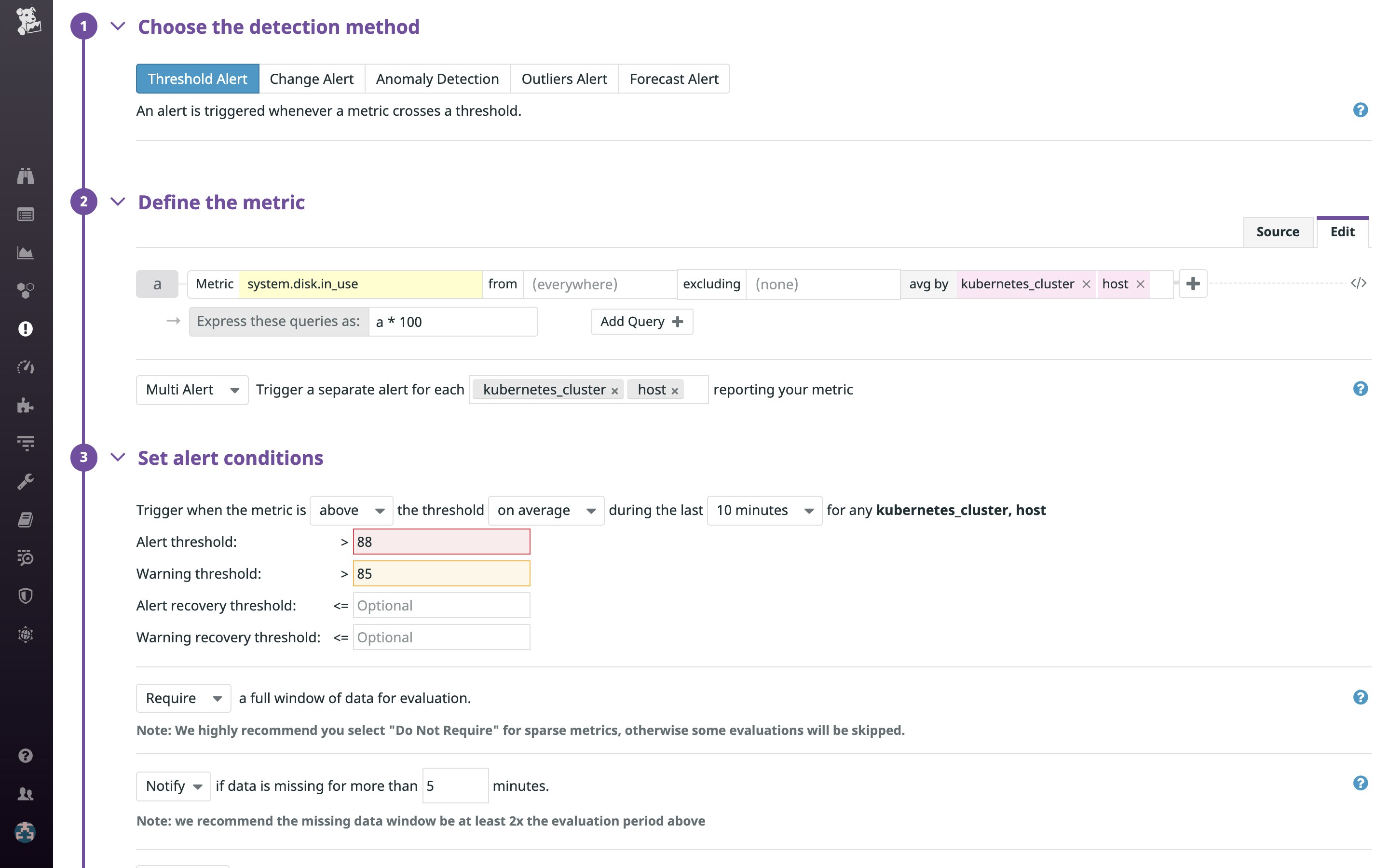 A Recommended Monitor for Kubernetes disk space usage. A Recommended Monitor for Kubernetes disk space usage.