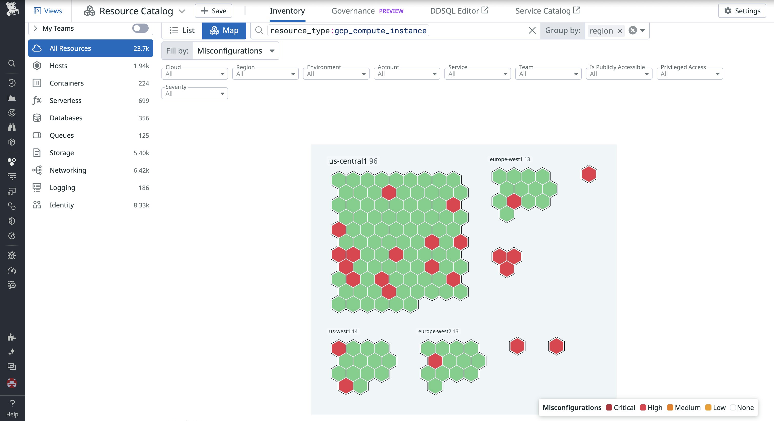 The Resource Catalog cluster map view The Resource Catalog cluster map view