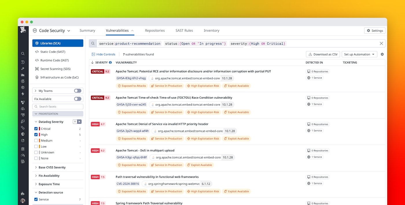 Mitigate vulnerabilities from third-party libraries with Datadog Software Composition Analysis Mitigate vulnerabilities from third-party libraries with Datadog Software Composition Analysis