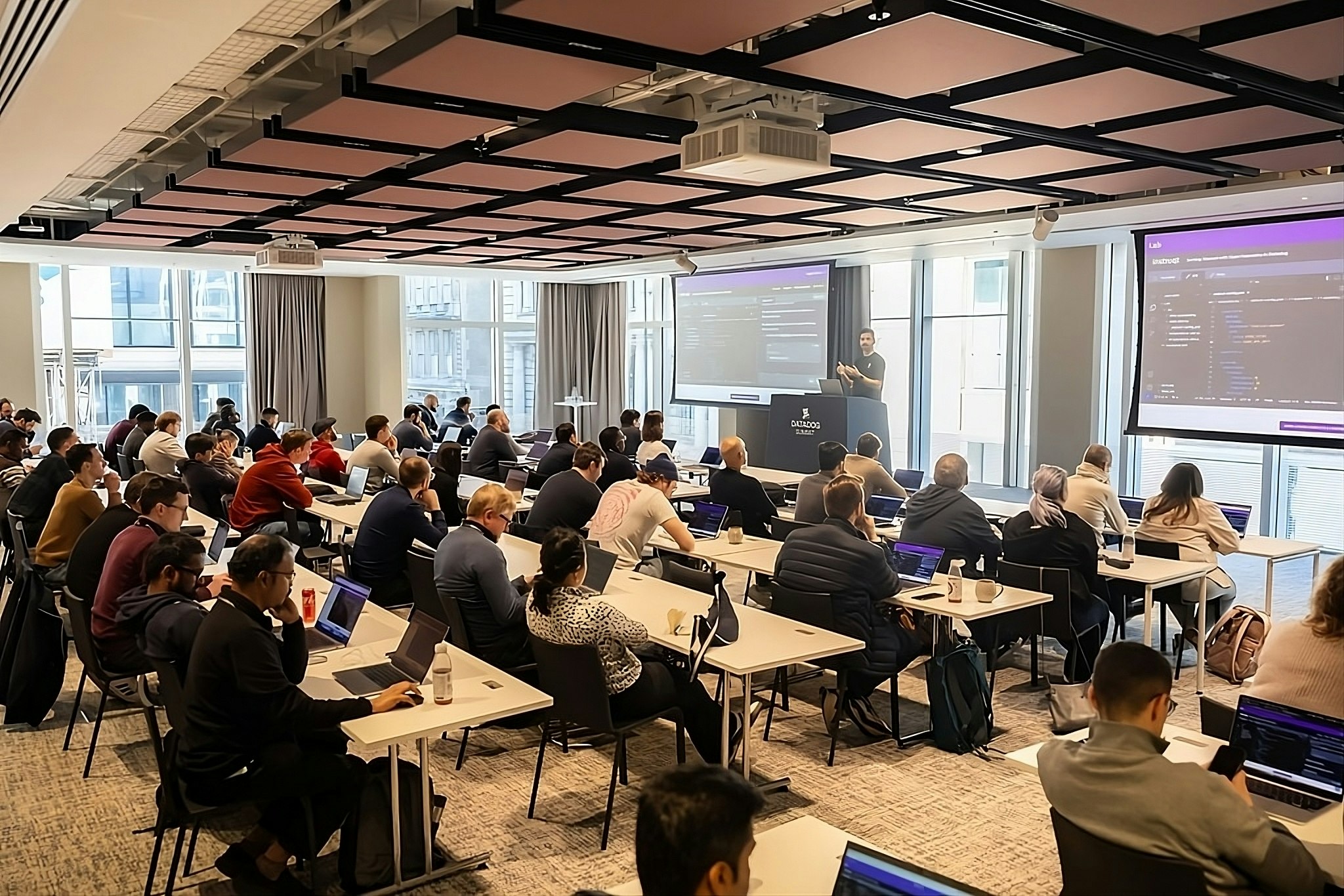 Presenter leading a technical workshop at a Datadog Summit. Presenter leading a technical workshop at a Datadog Summit.