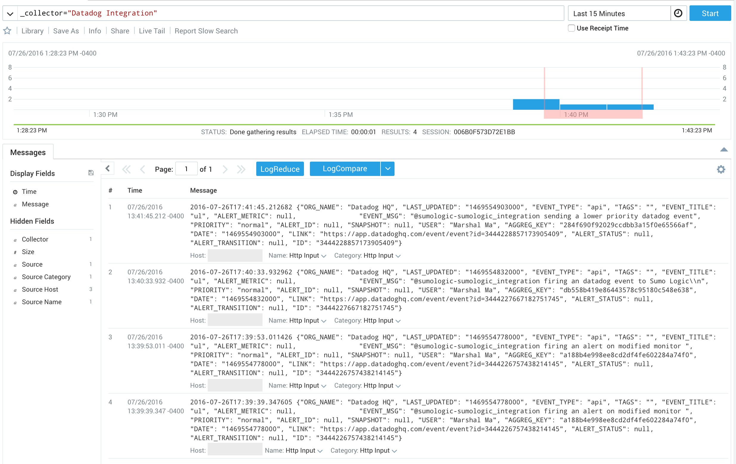 Sumo Logic performance - display message from Datadog Sumo Logic performance - display message from Datadog