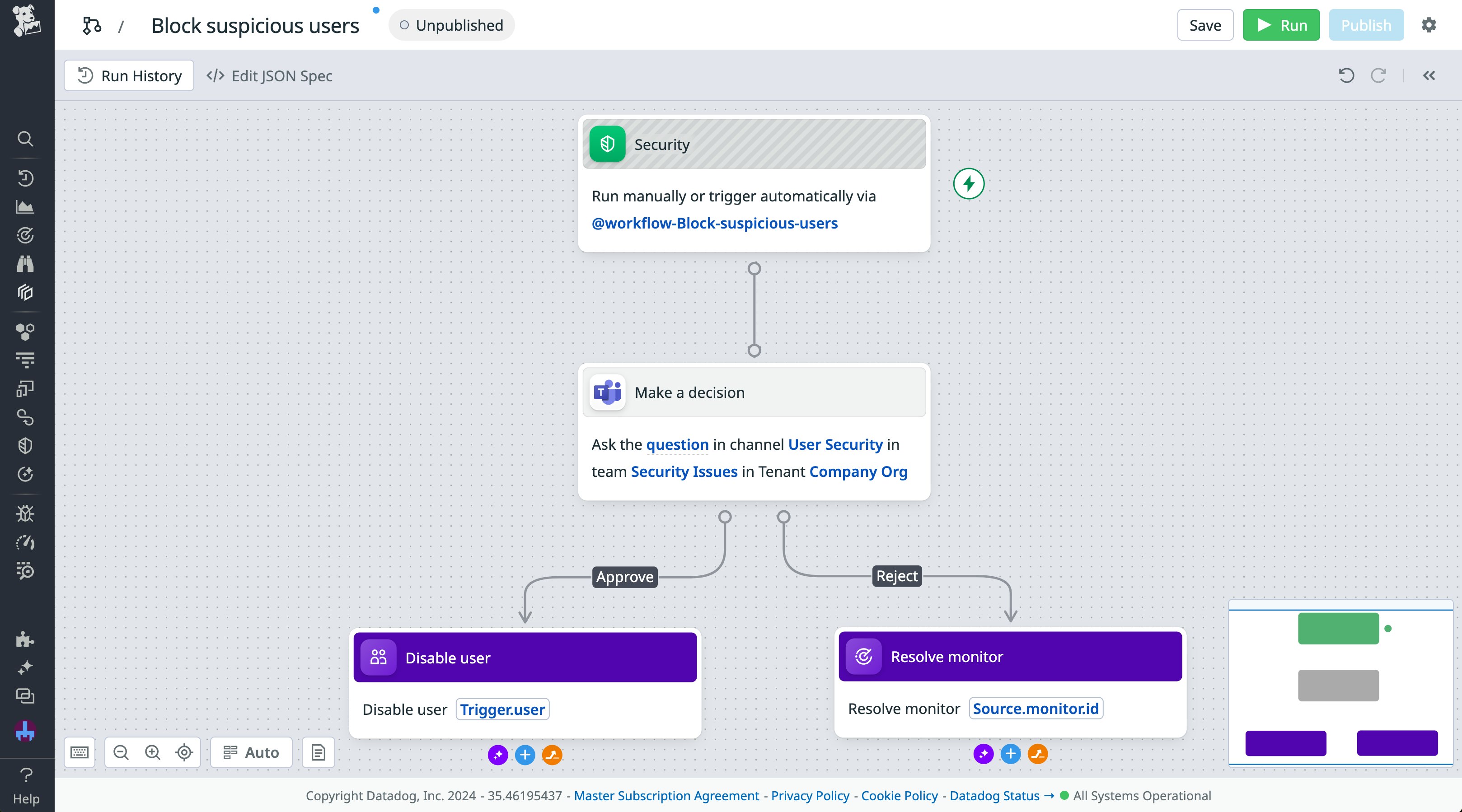 A security workflow with that enables responders to make a decision via a Teams message. A security workflow with that enables responders to make a decision via a Teams message.
