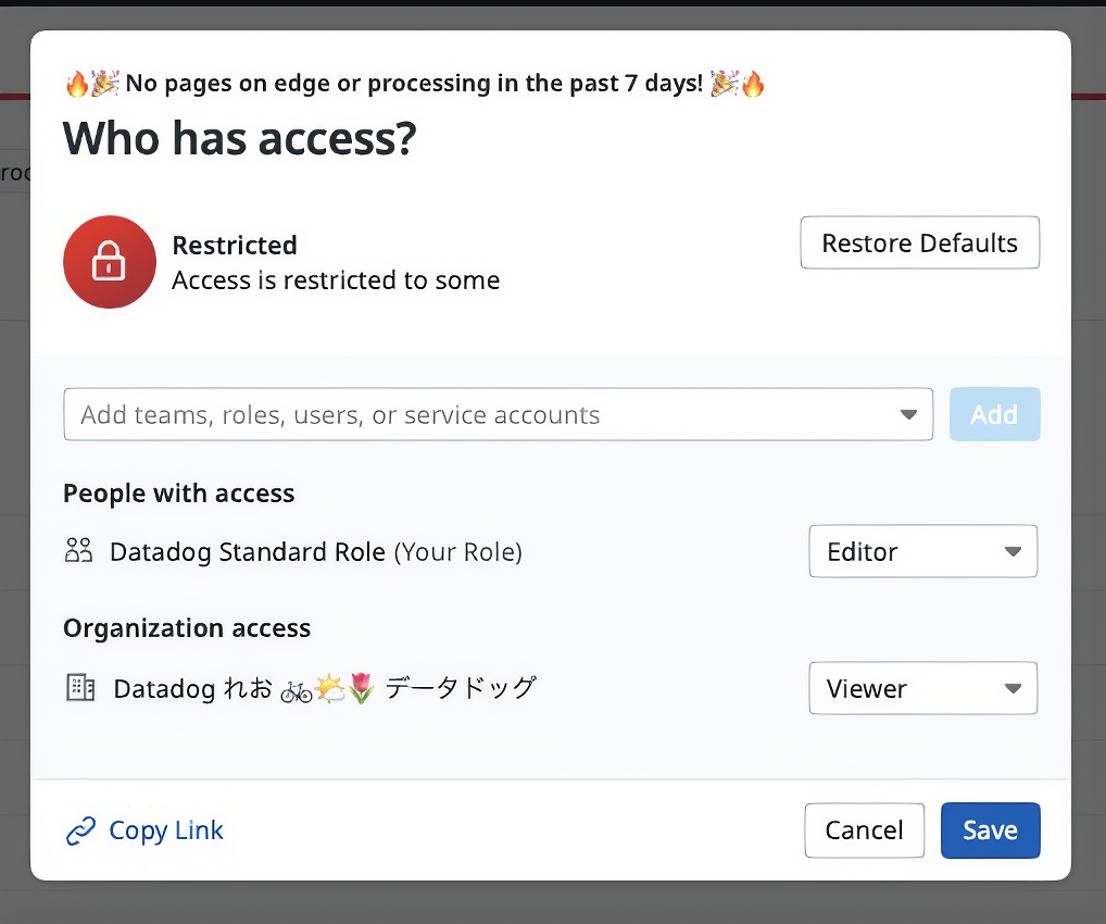 Restricted monitor access dialog with editor and viewer permissions. Restricted monitor access dialog with editor and viewer permissions.