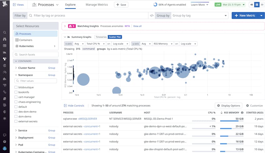 Configure live process monitoring to explore Windows processes in Datadog.