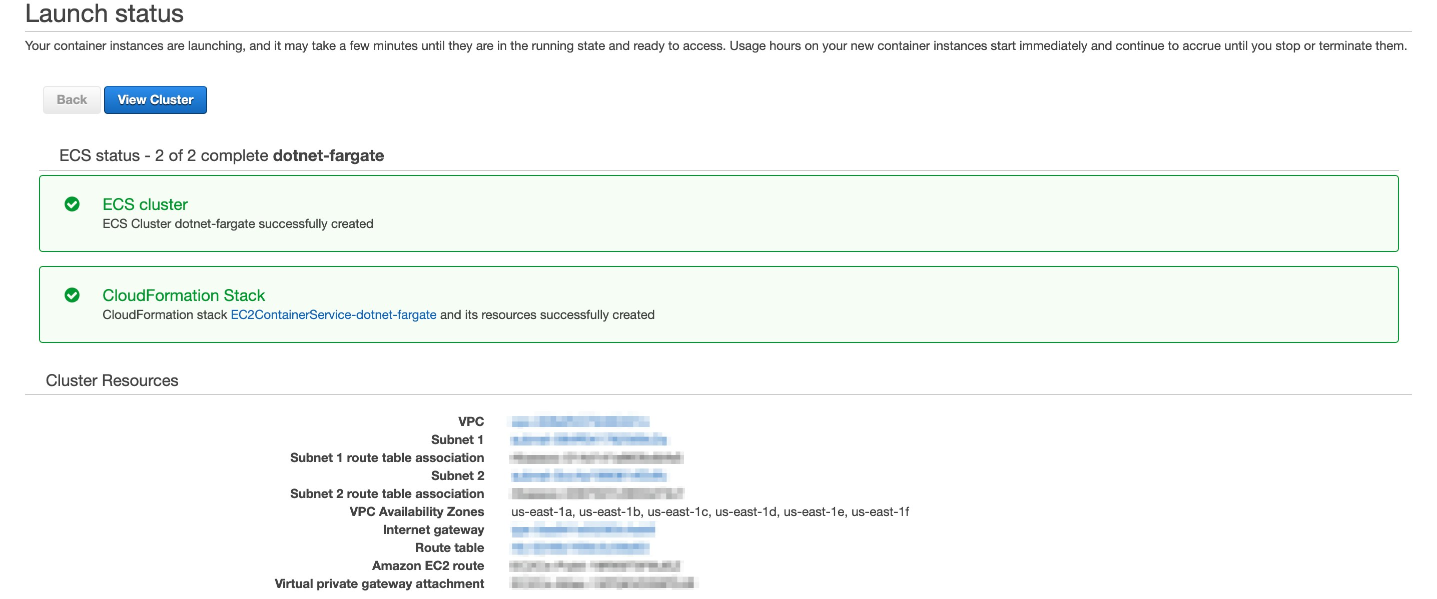 The cluster's configuration settings The cluster's configuration settings