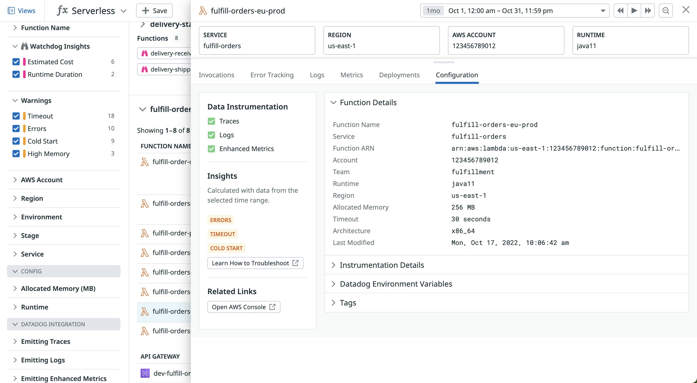 View a function's configuration View a function's configuration