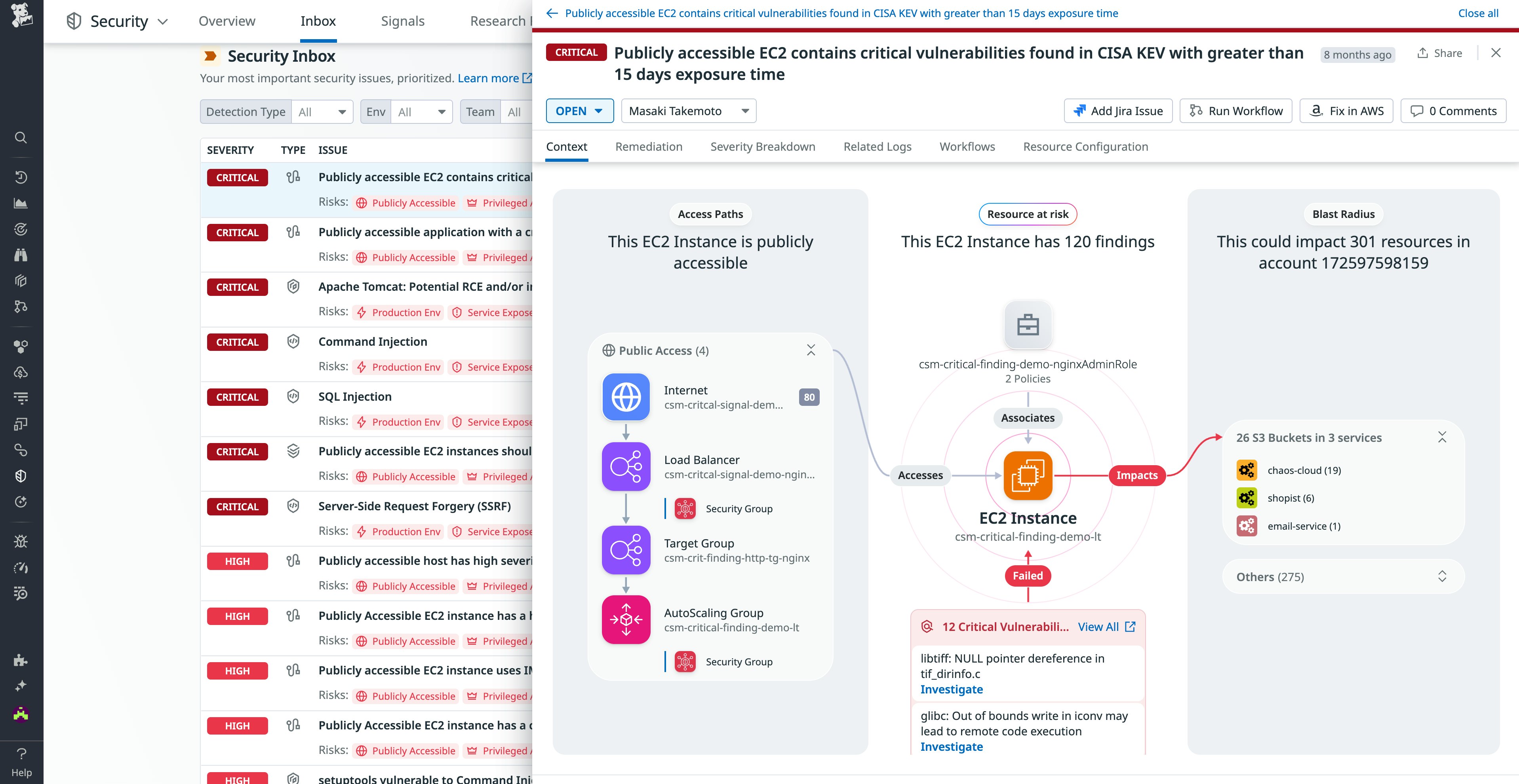 Datadog Security Inbox with prioritized security issues Datadog Security Inbox with prioritized security issues