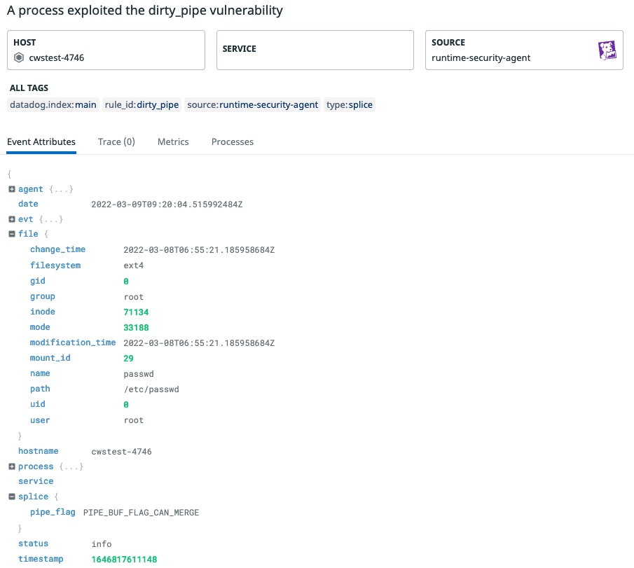 Detecting Dirty Pipe with Datadog Detecting Dirty Pipe with Datadog