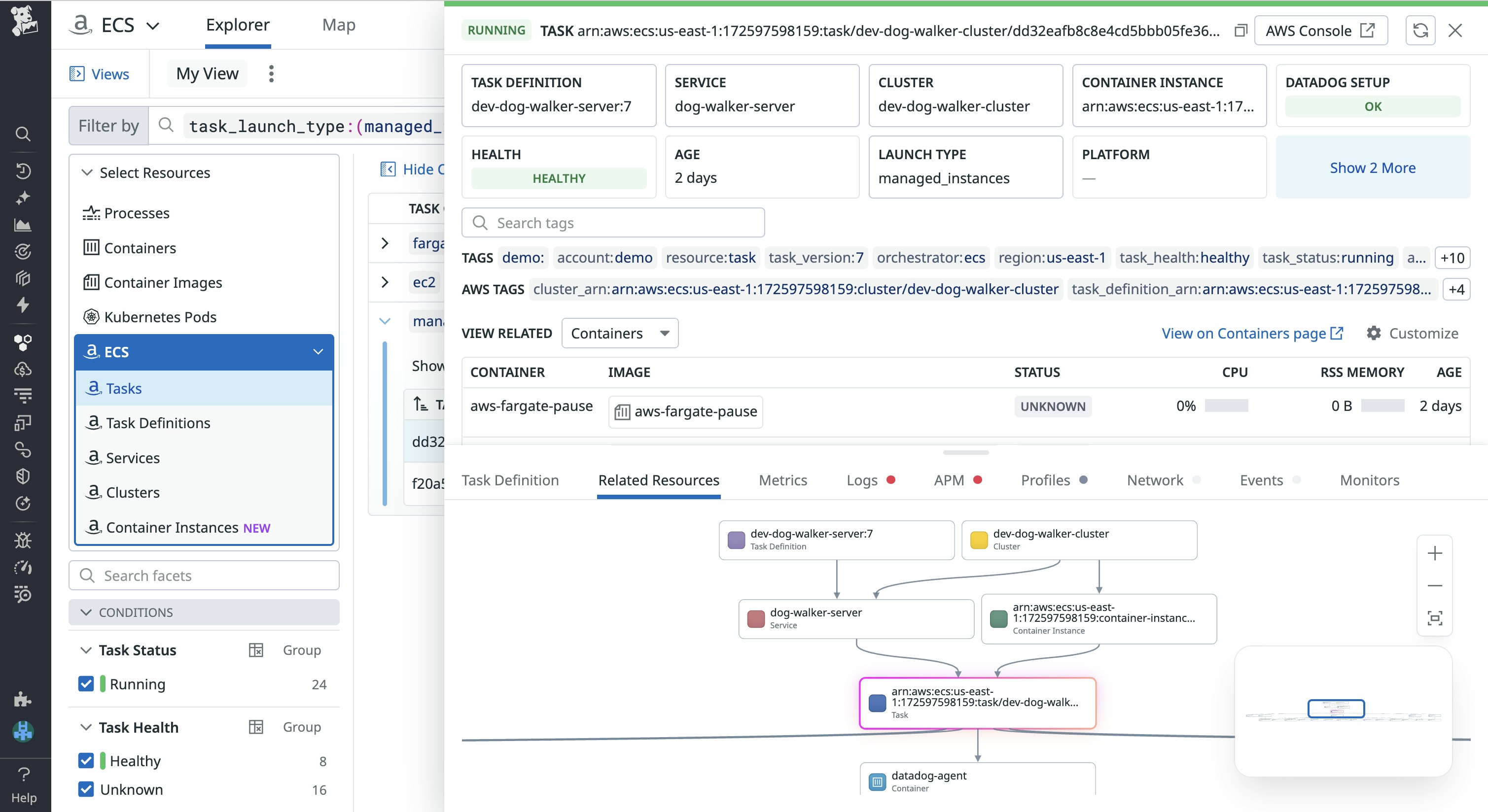 View resources related to your ECS Managed Instance Tasks. View resources related to your ECS Managed Instance Tasks.