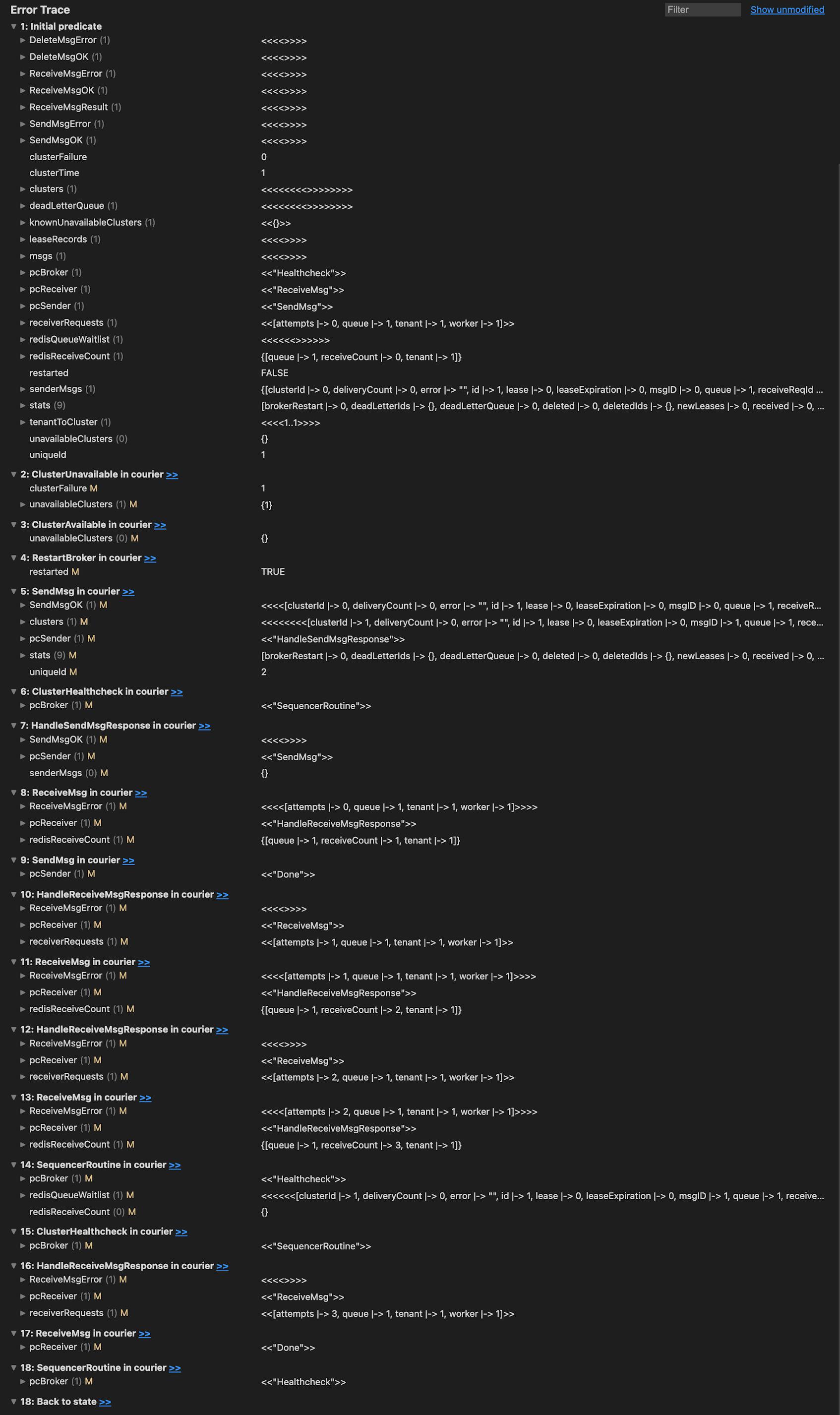 Courier model stack trace.
