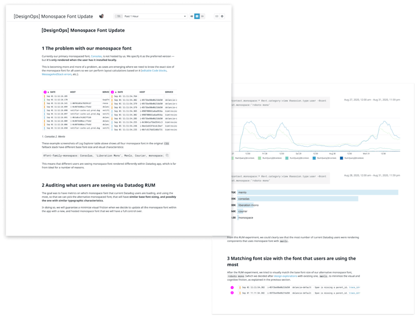 Notebook page with our monospace font update project