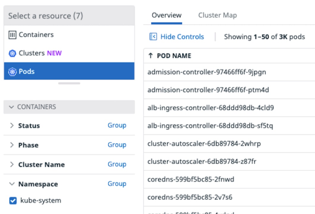 a view of the Datadog Live Containers product a view of the Datadog Live Containers product