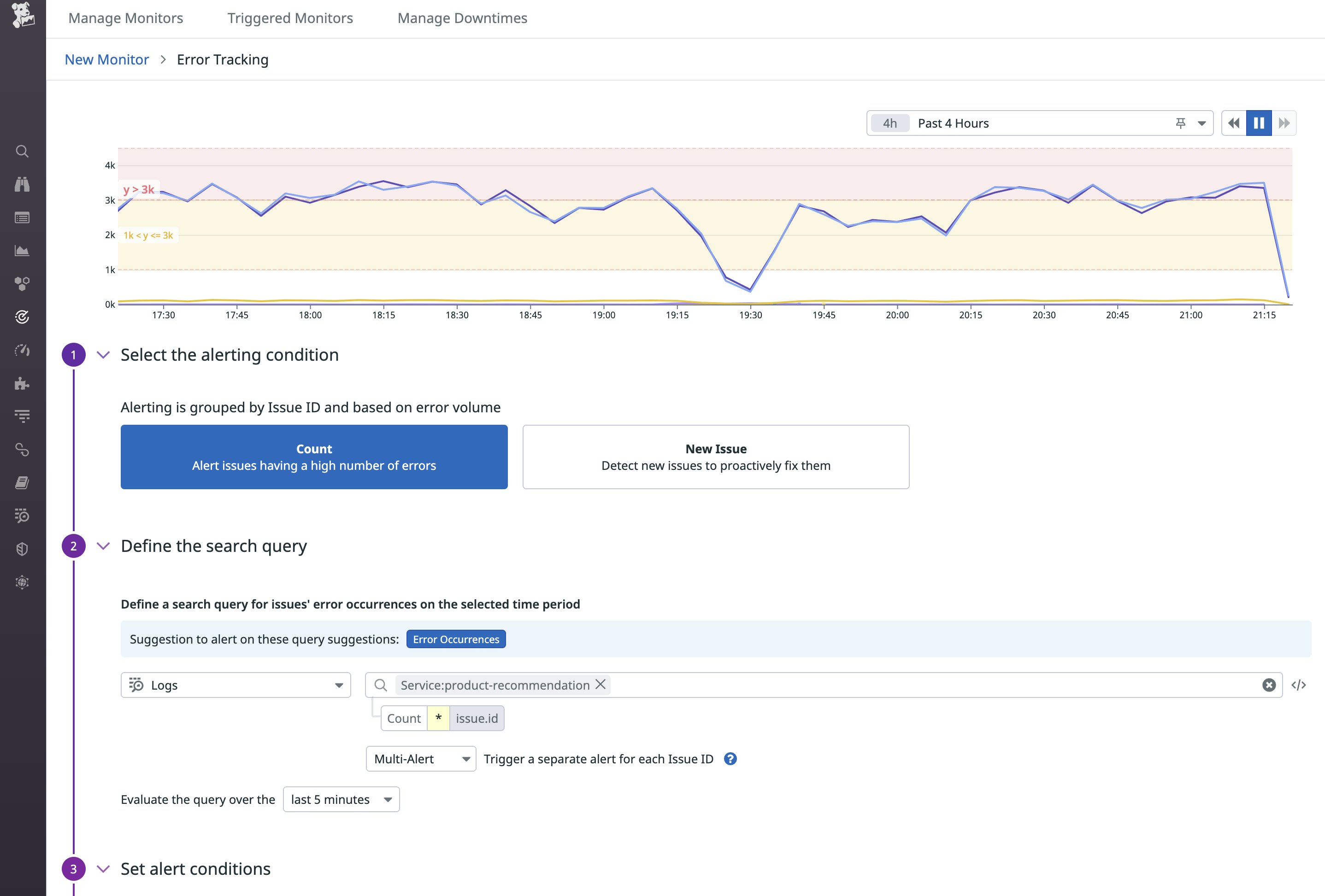 Error Tracking monitors Error Tracking monitors