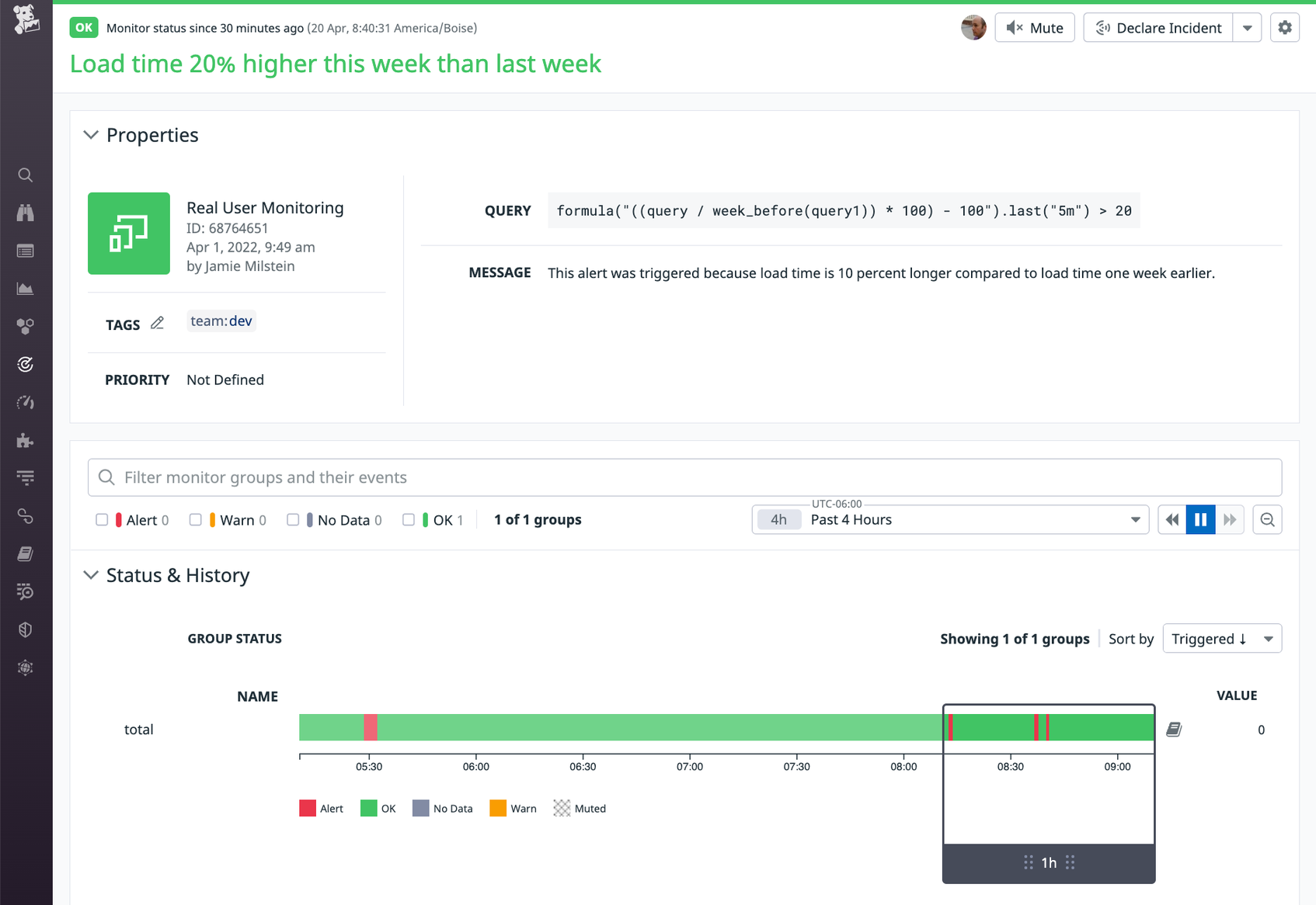 Use Formulas and Functions in RUM Monitors for High-Value Alerts | Datadog