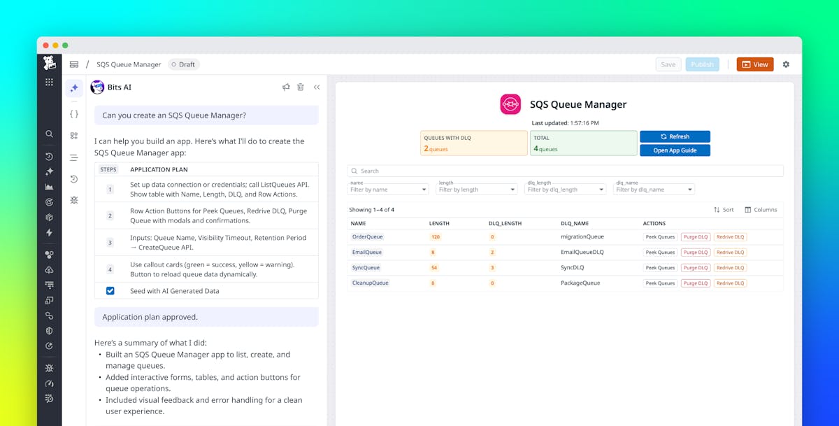 Build custom apps in seconds with conversational AI in App Builder