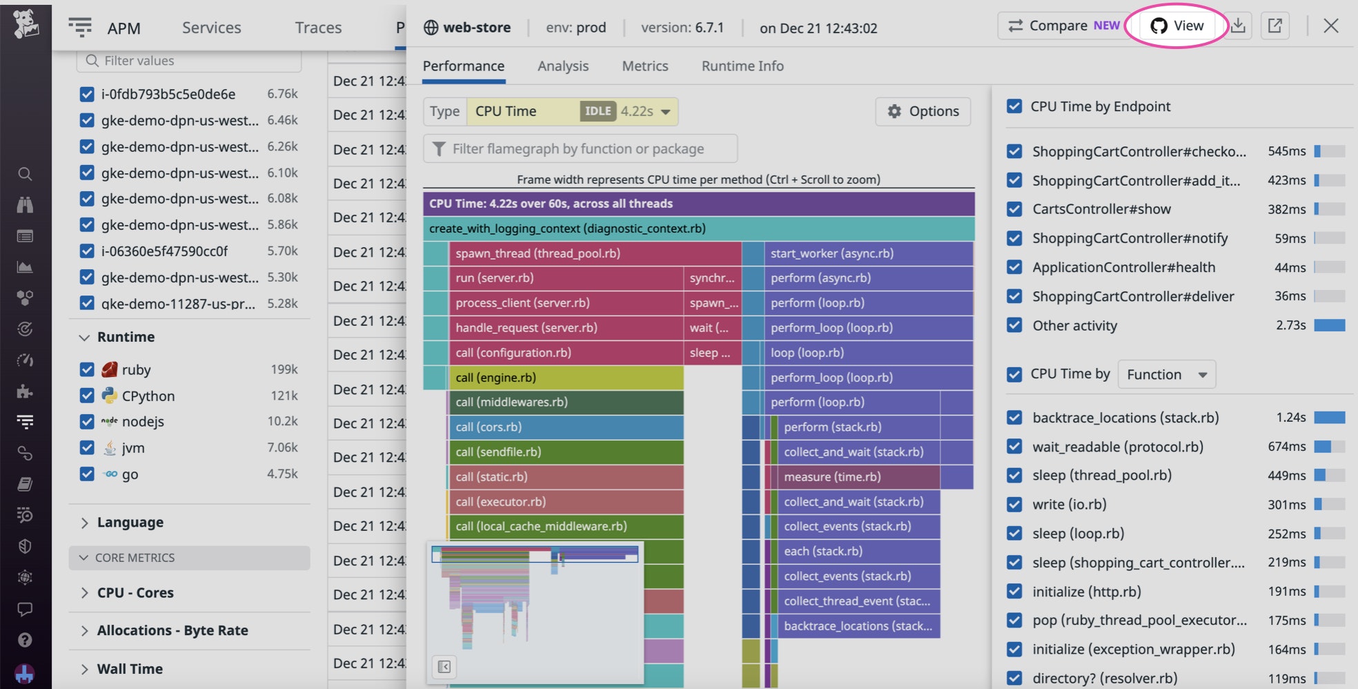 Button for viewing GitHub repositories from the Continuous Profiler page. Button for viewing GitHub repositories from the Continuous Profiler page.